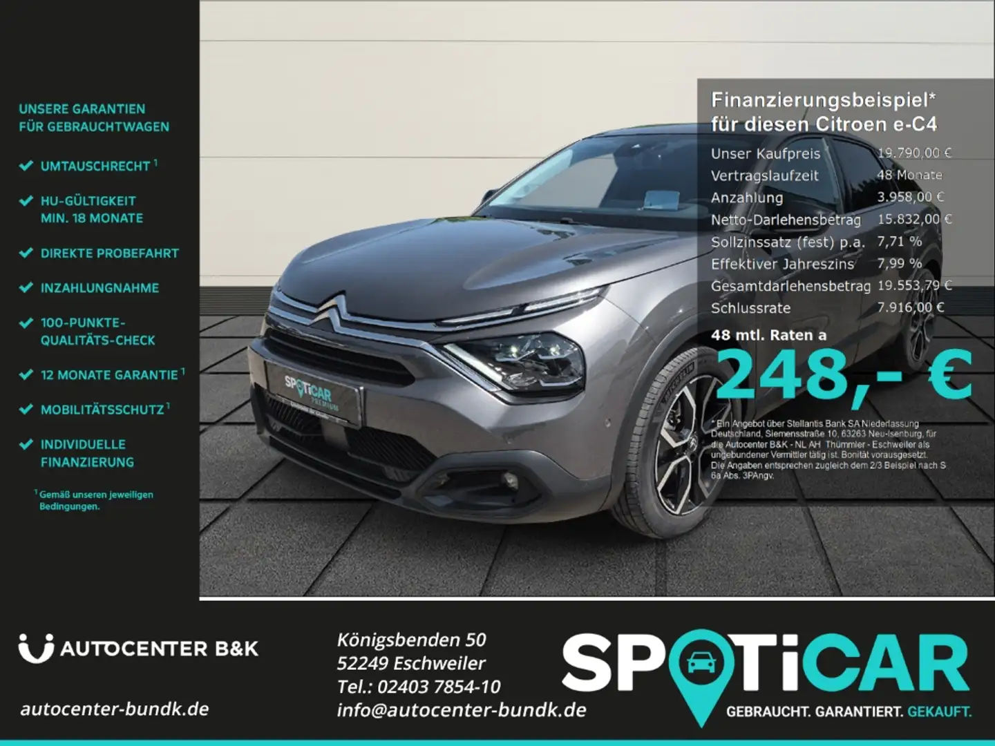 Citroen E-C4 Electric 136 Shine SHZ Navi 360° Kamera Apple CarPlay Andro Gris - 1