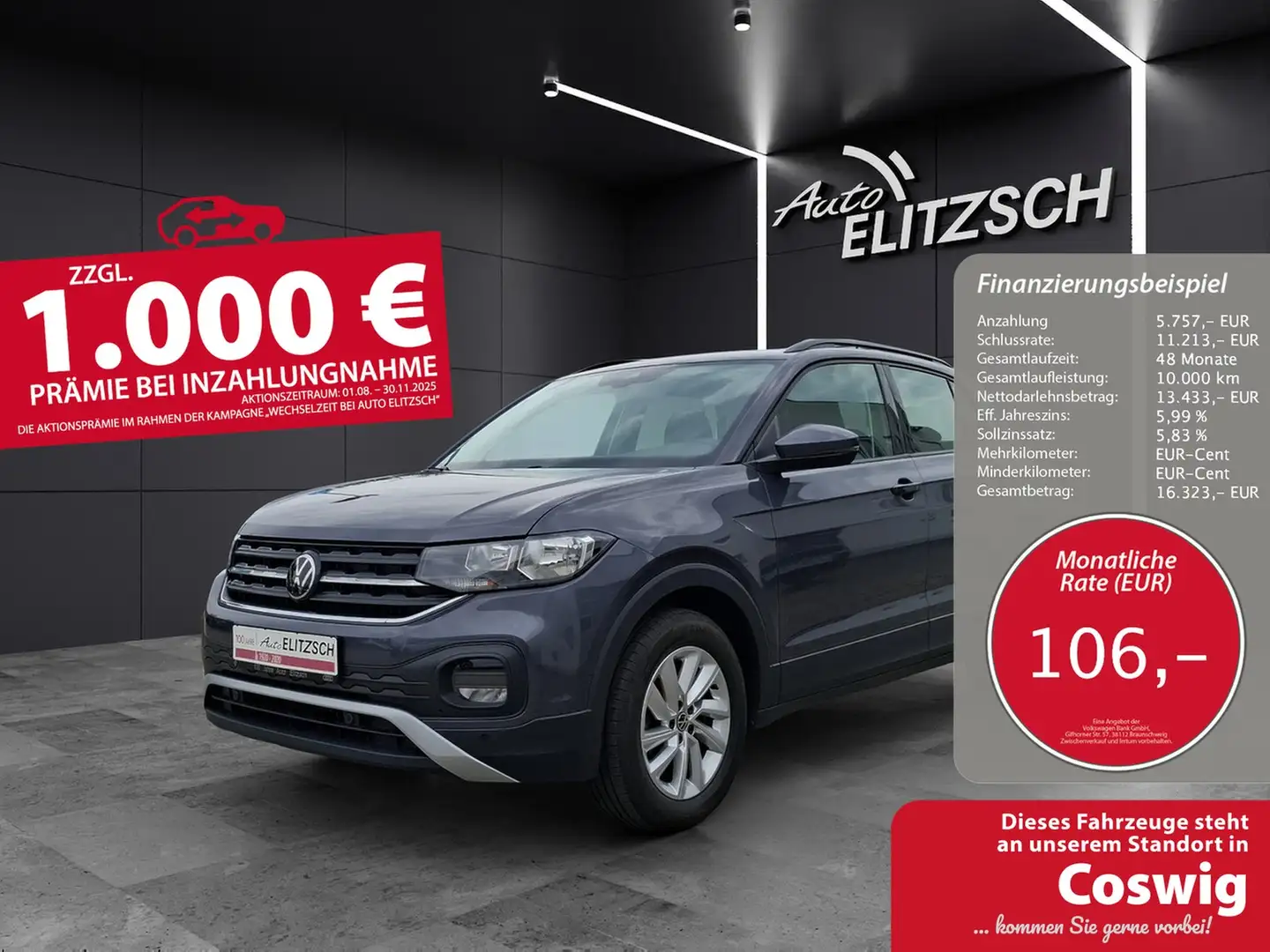 Volkswagen T-Cross TSI Life Climatronic AID ACC RFK SH LM Grau - 1