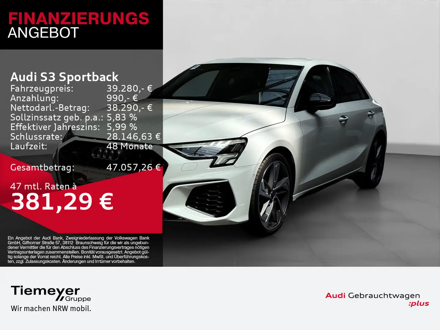 Audi S3 2.0 TFSI Q OPS+ NAVI+ KAMERA LM19 Weiß - 1