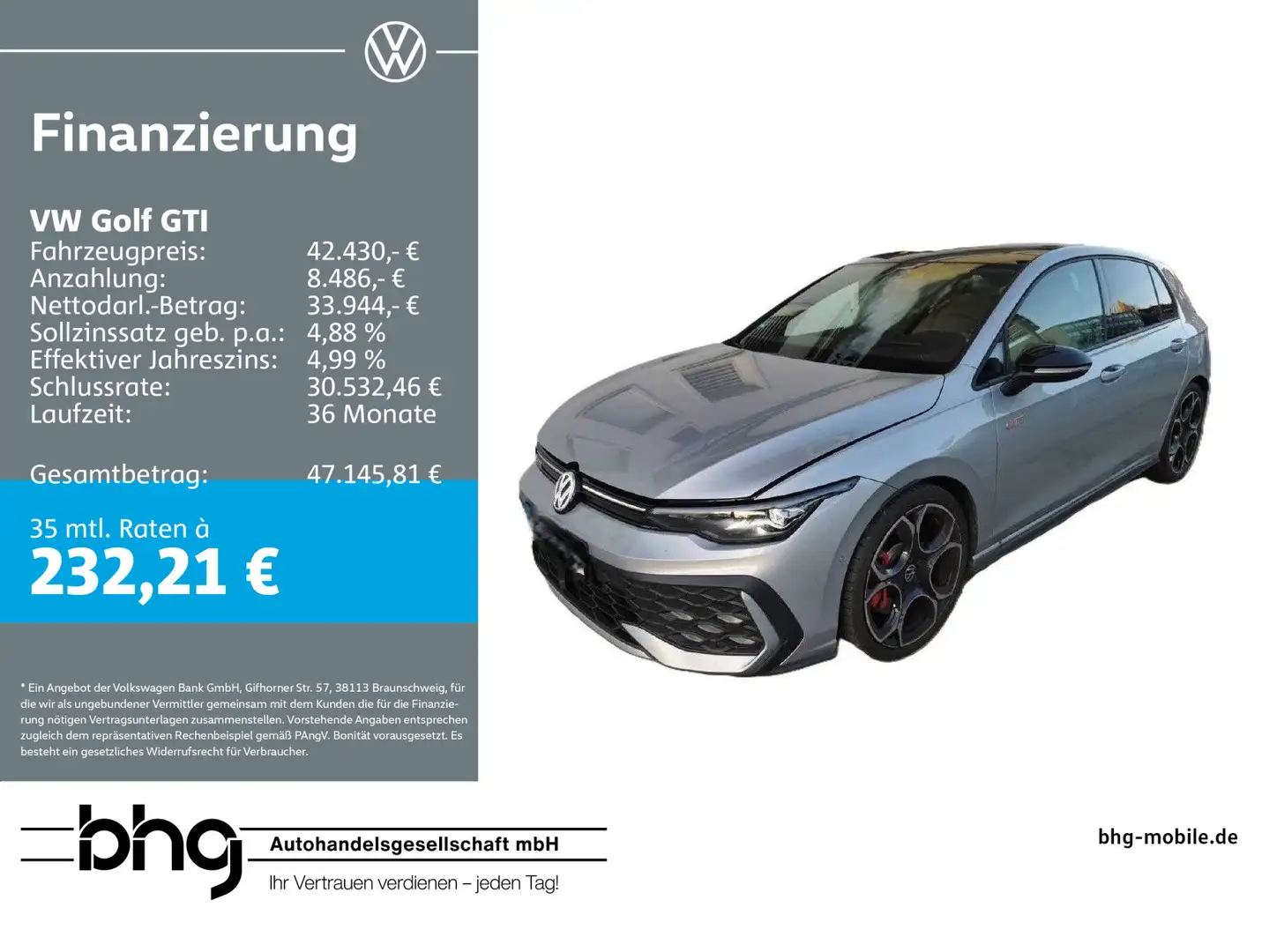 Volkswagen Golf GTI 2.0TSI DSG BlackStyle HUD Navi connect Silber - 1