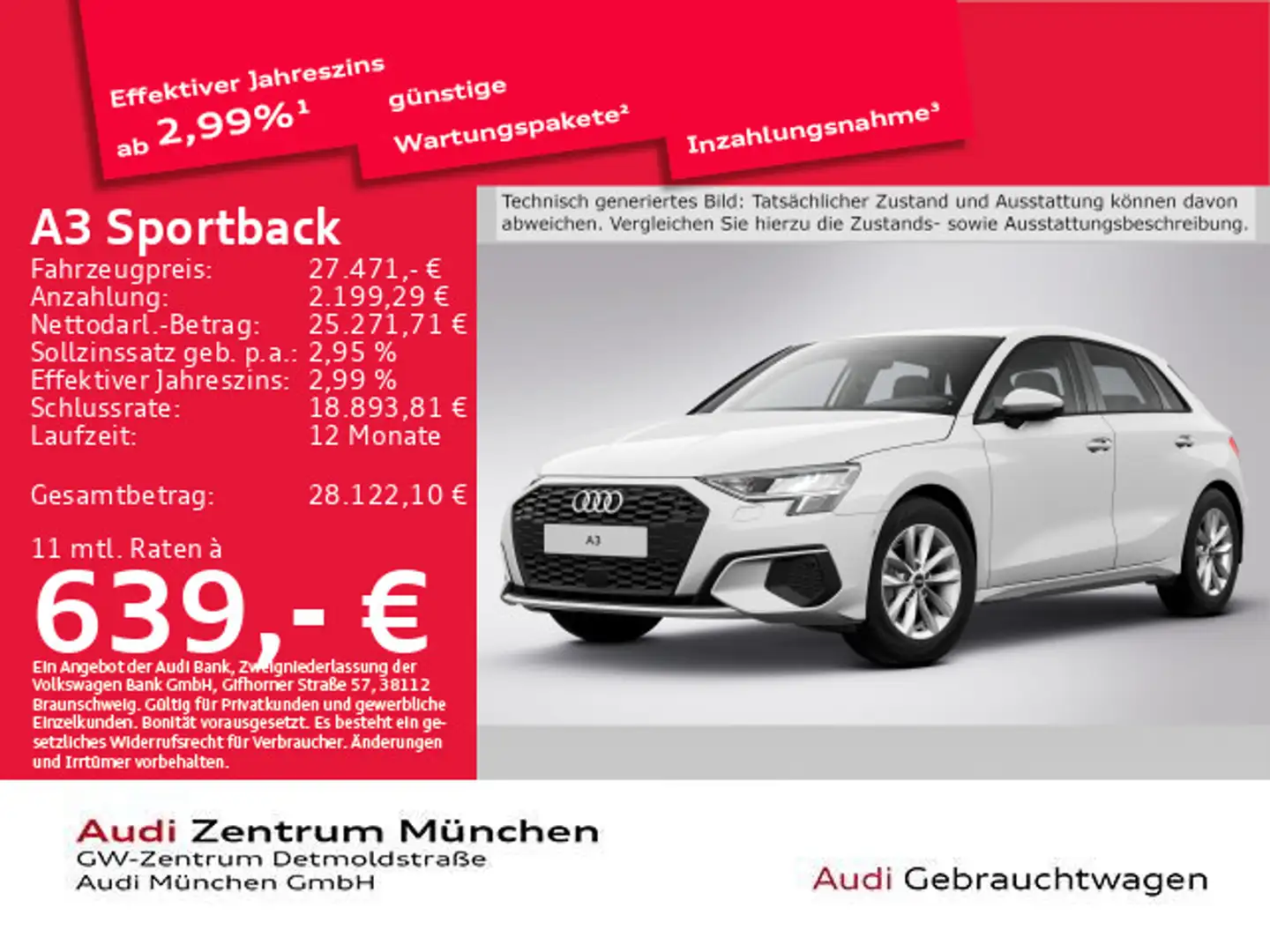 Audi A3 35 TDI S tronic ACC/Virtual/Navi Weiß - 1
