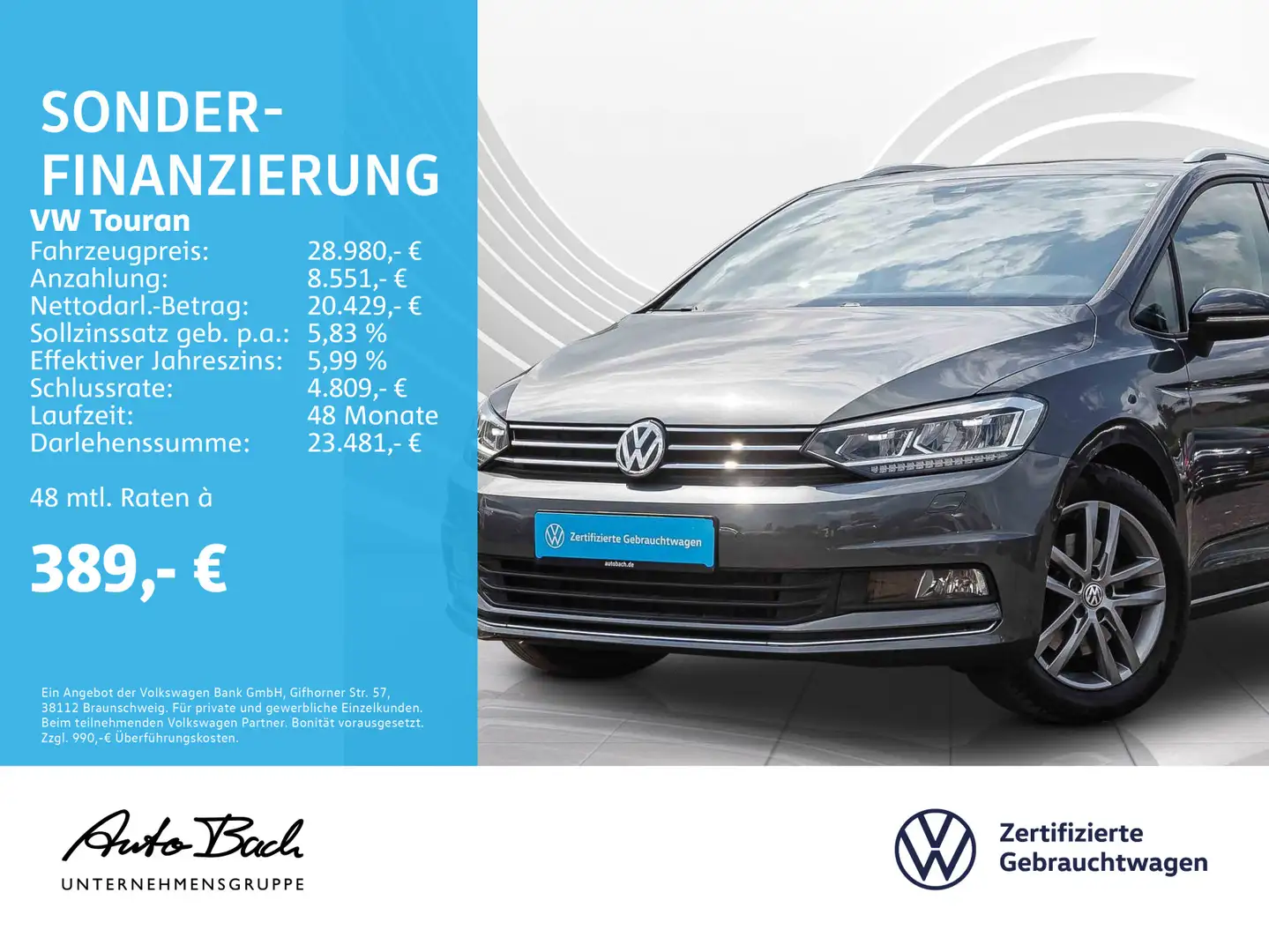 Volkswagen Touran 2.0 TDI "IQ.DRIVE" DSG Navi LED Panorama Grau - 1