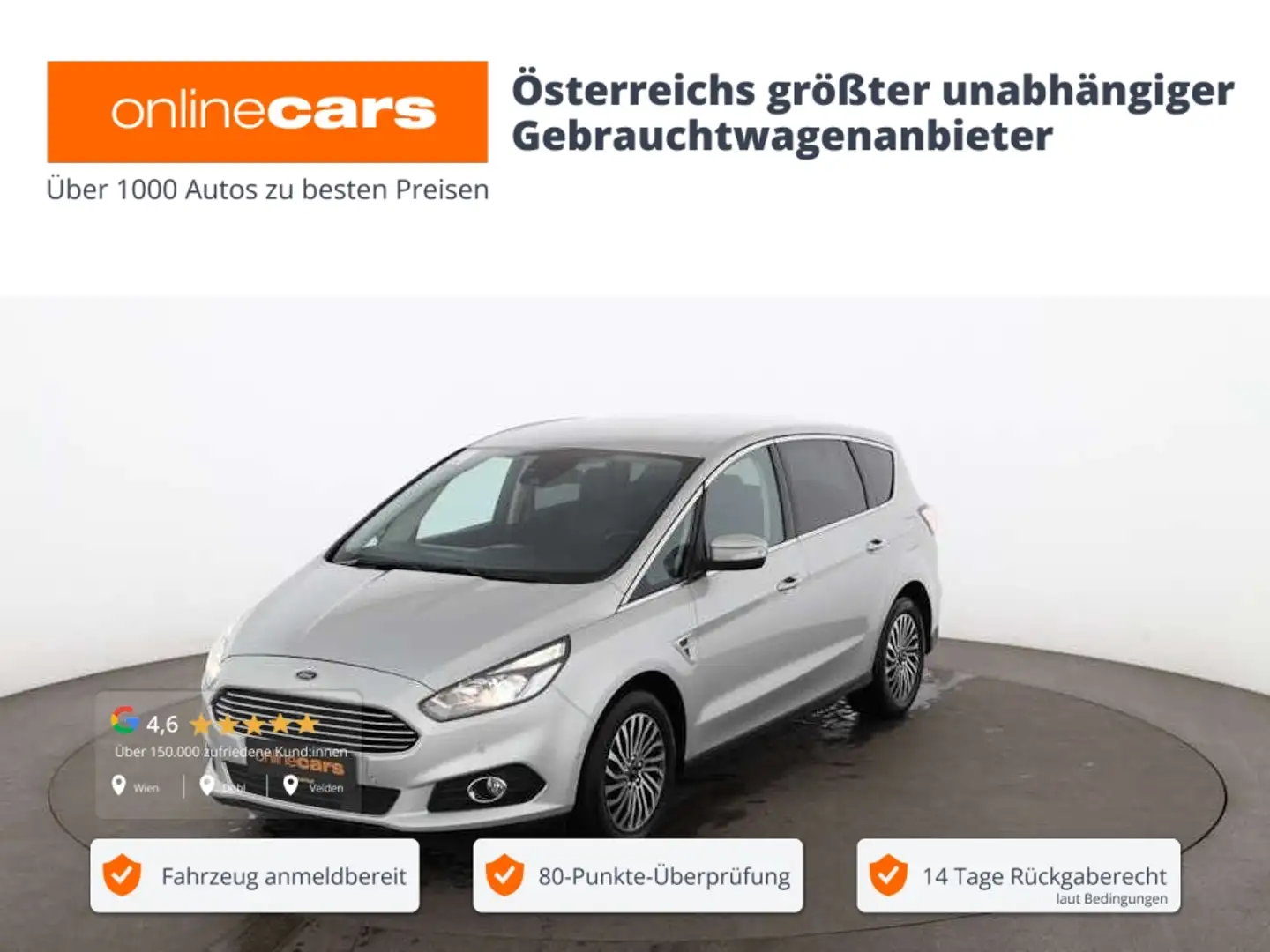 Ford S-Max 2.0 EcoBlue Titanium Aut 7-SITZER AHK NAVI Silber - 1