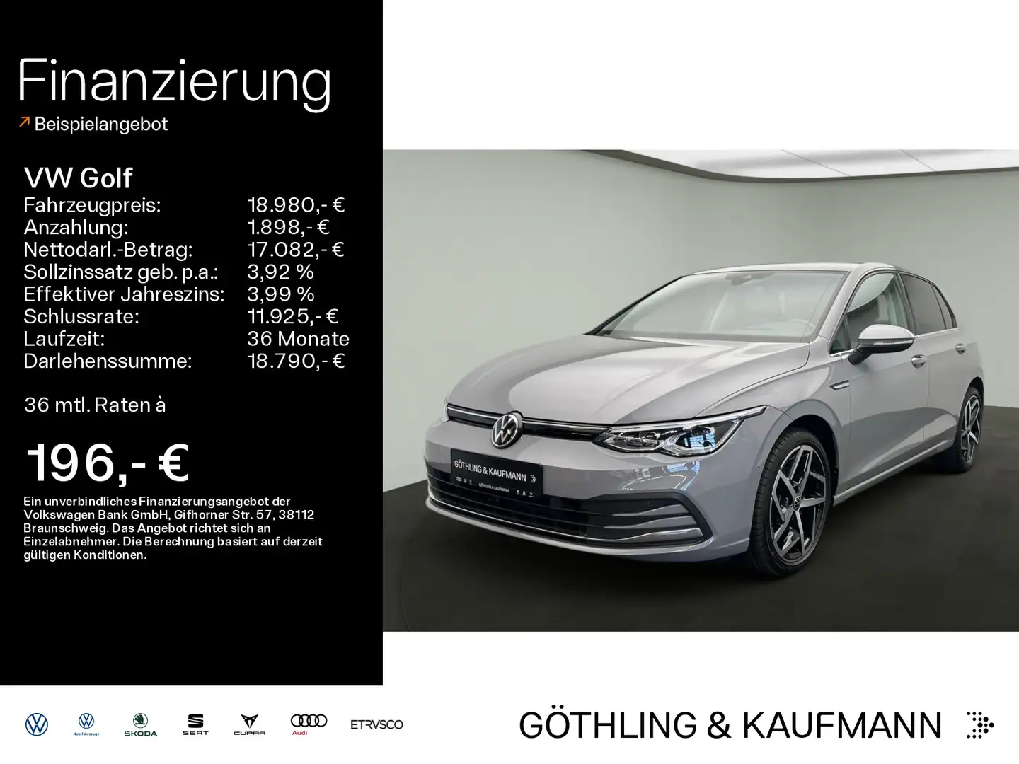 Volkswagen Golf Style 1.5 TSI 96kW 6-Gang*NAVI*18“*HUD*ergo Grigio - 1