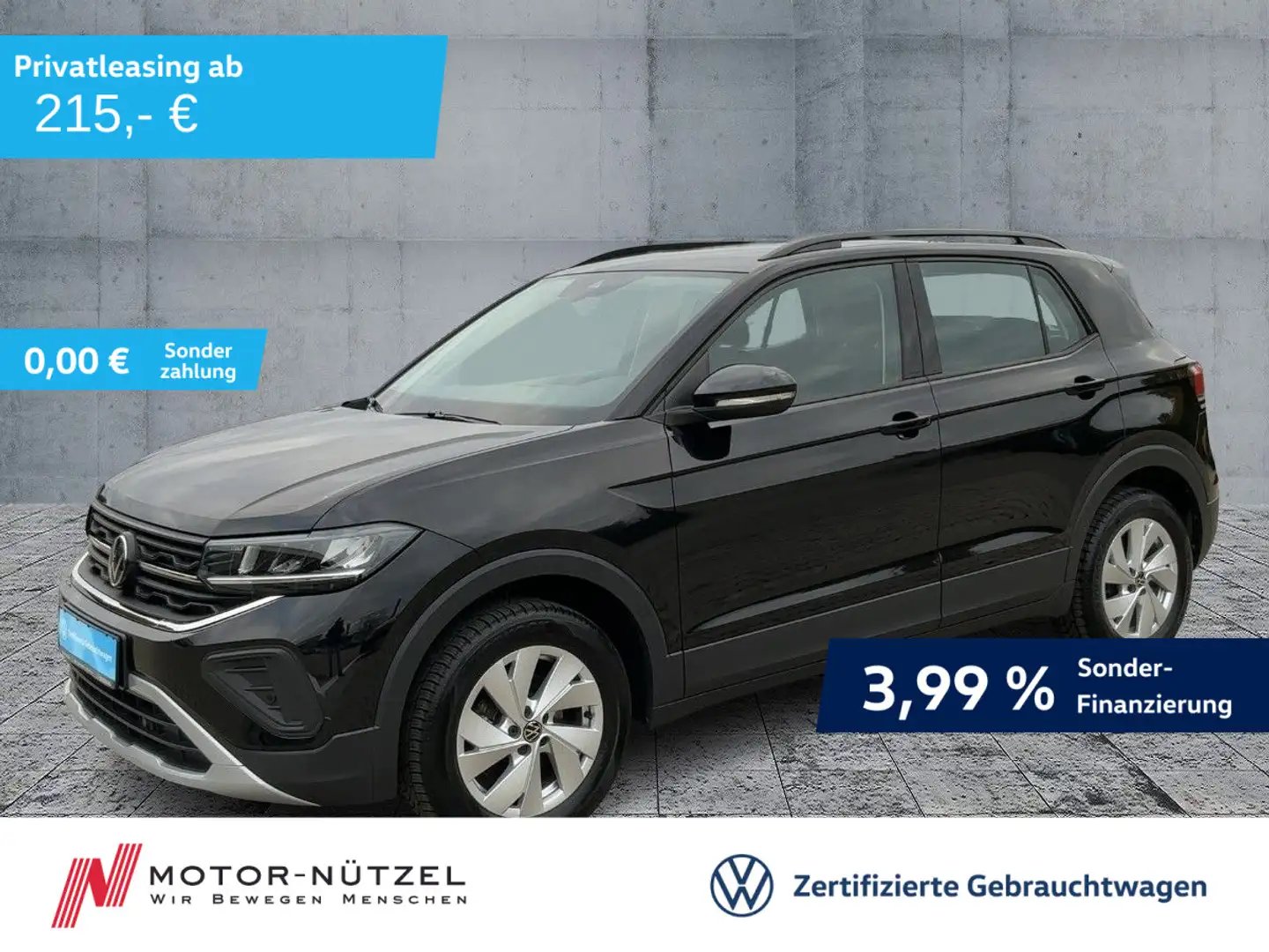 Volkswagen T-Cross 1.0 TSI LIFE 5JG+LED+NAVI+ACC+SHZ+DAB+VC Schwarz - 1