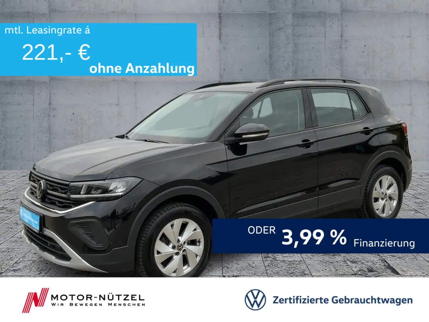 Volkswagen T-Cross 1.0 TSI LIFE 5JG+LED+NAVI+ACC+SHZ+DAB+VC Schwarz - 1