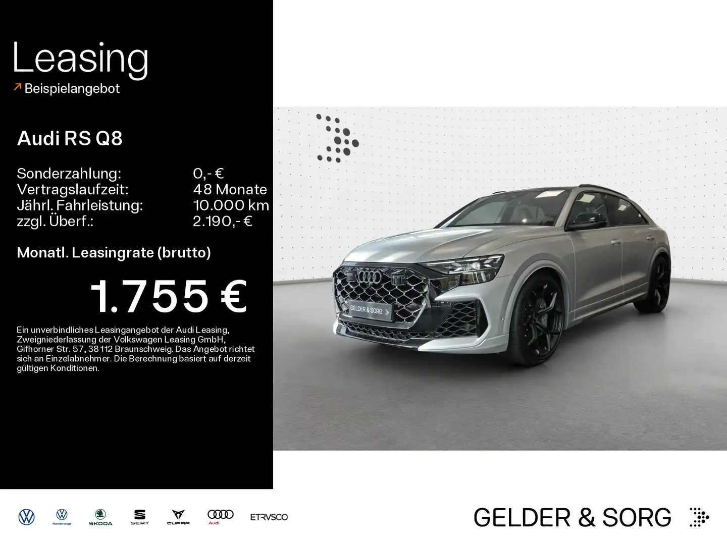 Audi RS Q8 SUV performance *HD-Matrix*AHK*Pano*HuD* Argent - 1