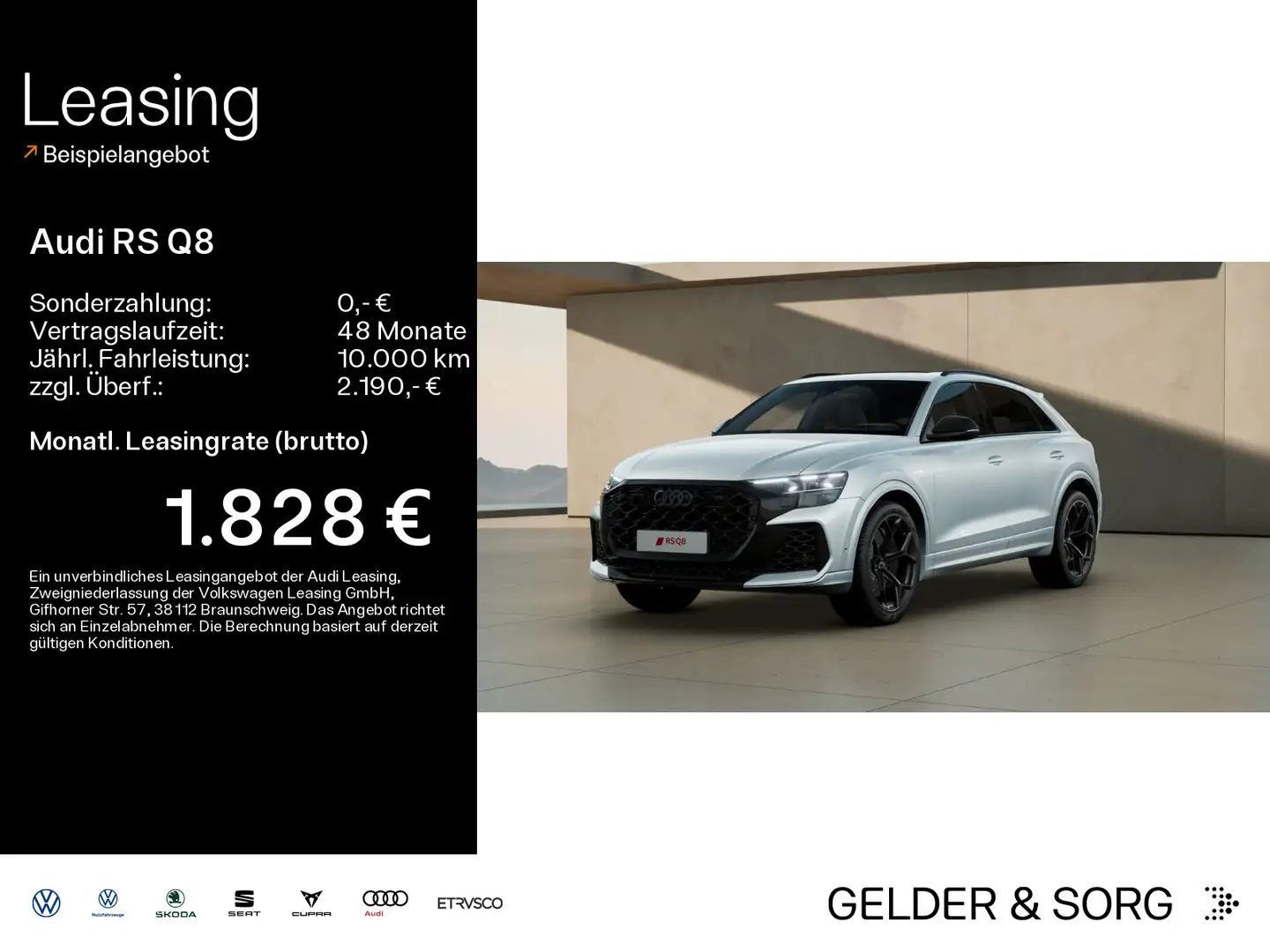 Audi RS Q8 SUV performance *HD-Matrix*AHK*Pano*HuD* Argent - 1