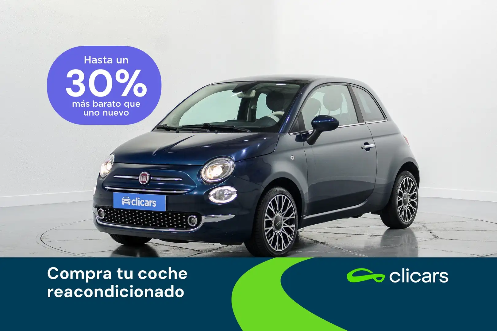 Fiat 500 1.0 Hybrid Monotrim 52kW Blauw - 1