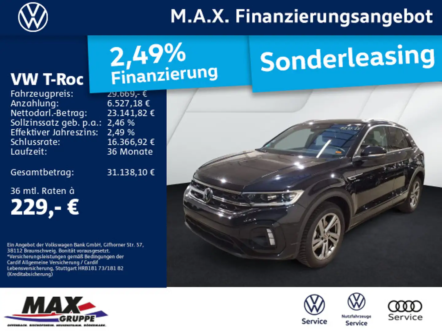 Volkswagen T-Roc 1.5 TSI DSG R LINE LED+AHK+ACC+APP+KAMERA+ Schwarz - 1
