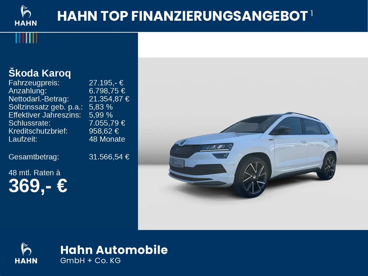 Skoda Karoq 2.0 TDI DSG 4x4 Sportline Navi AHK LED CAM Weiß - 2