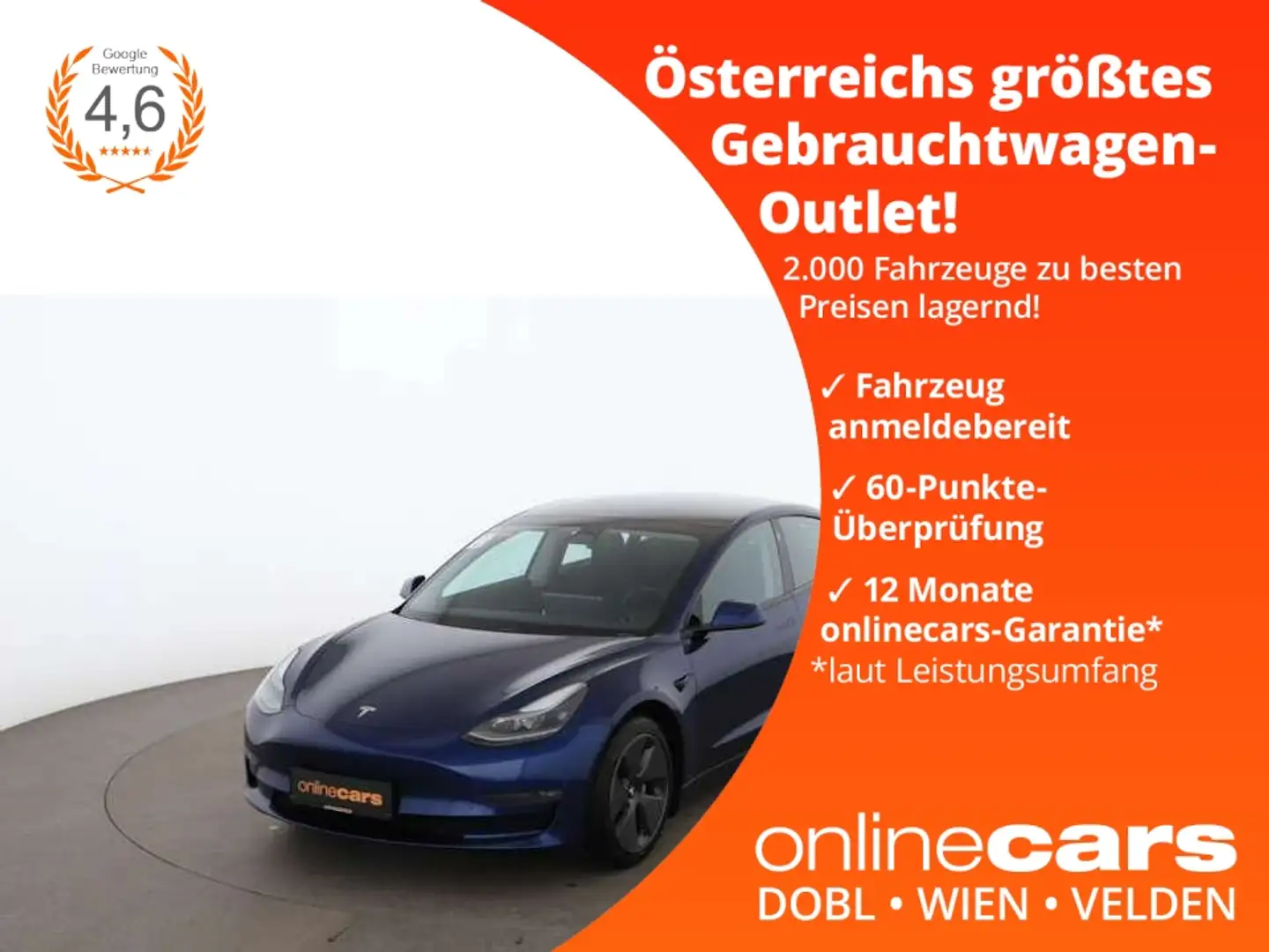 Tesla Model 3 Long Range AWD 75kWh Aut LED SKY RADAR Blau - 1