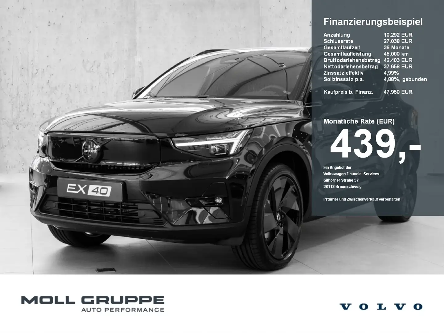 Volvo EX40 Black Edition Single Motor Extended Range Elektris Zwart - 1