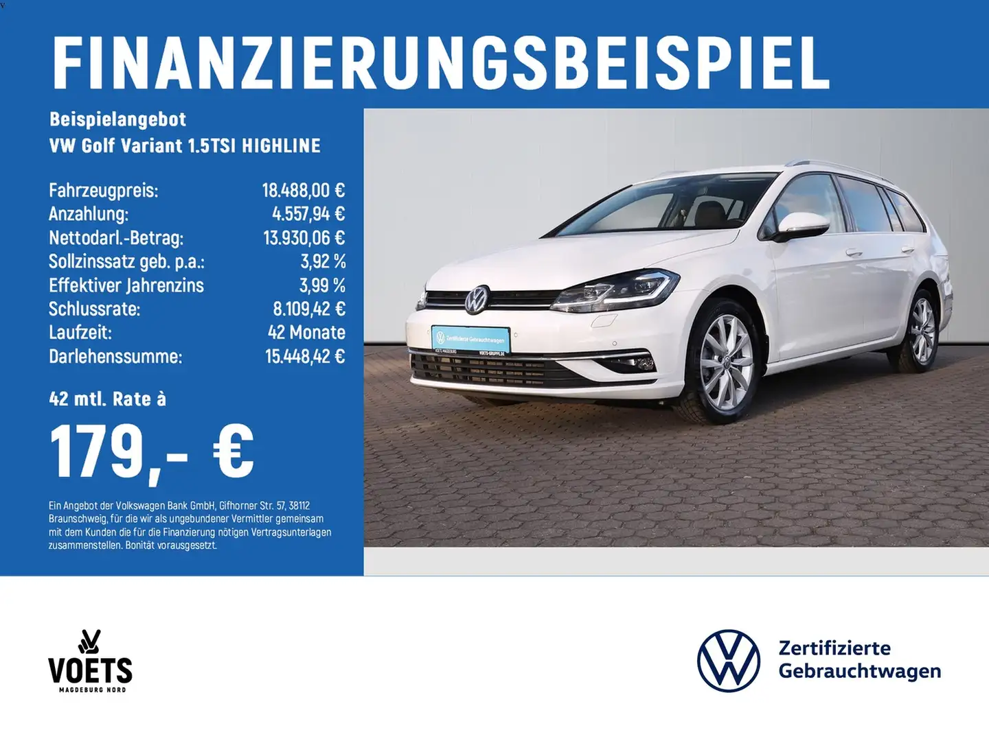 Volkswagen Golf Variant 1.5TSI HIGHLINE LED+Navi+Sitzhzg. Biały - 2
