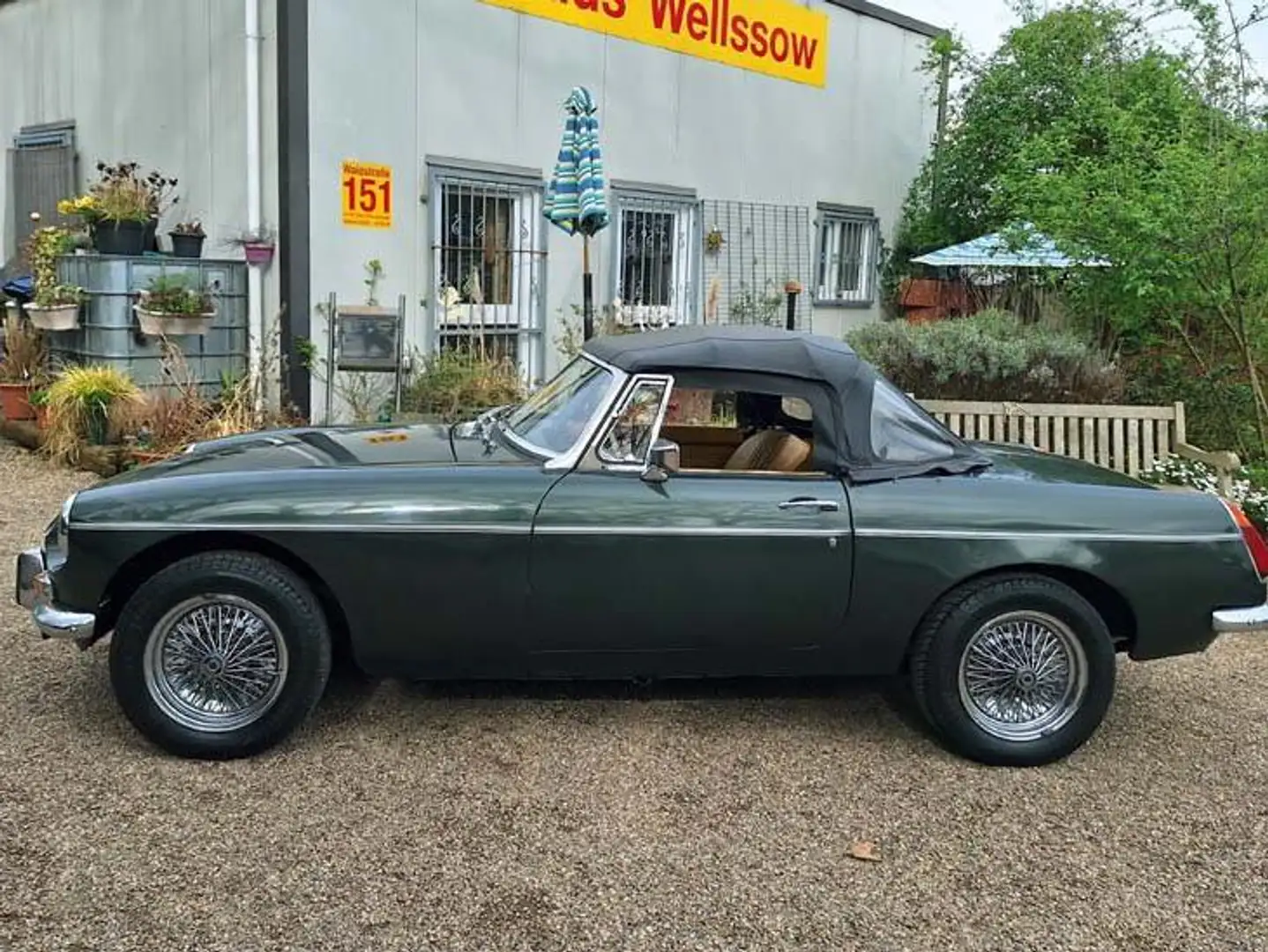 MG MGB Cabrio Chrommodell Pappdeckelbrief Groen - 1