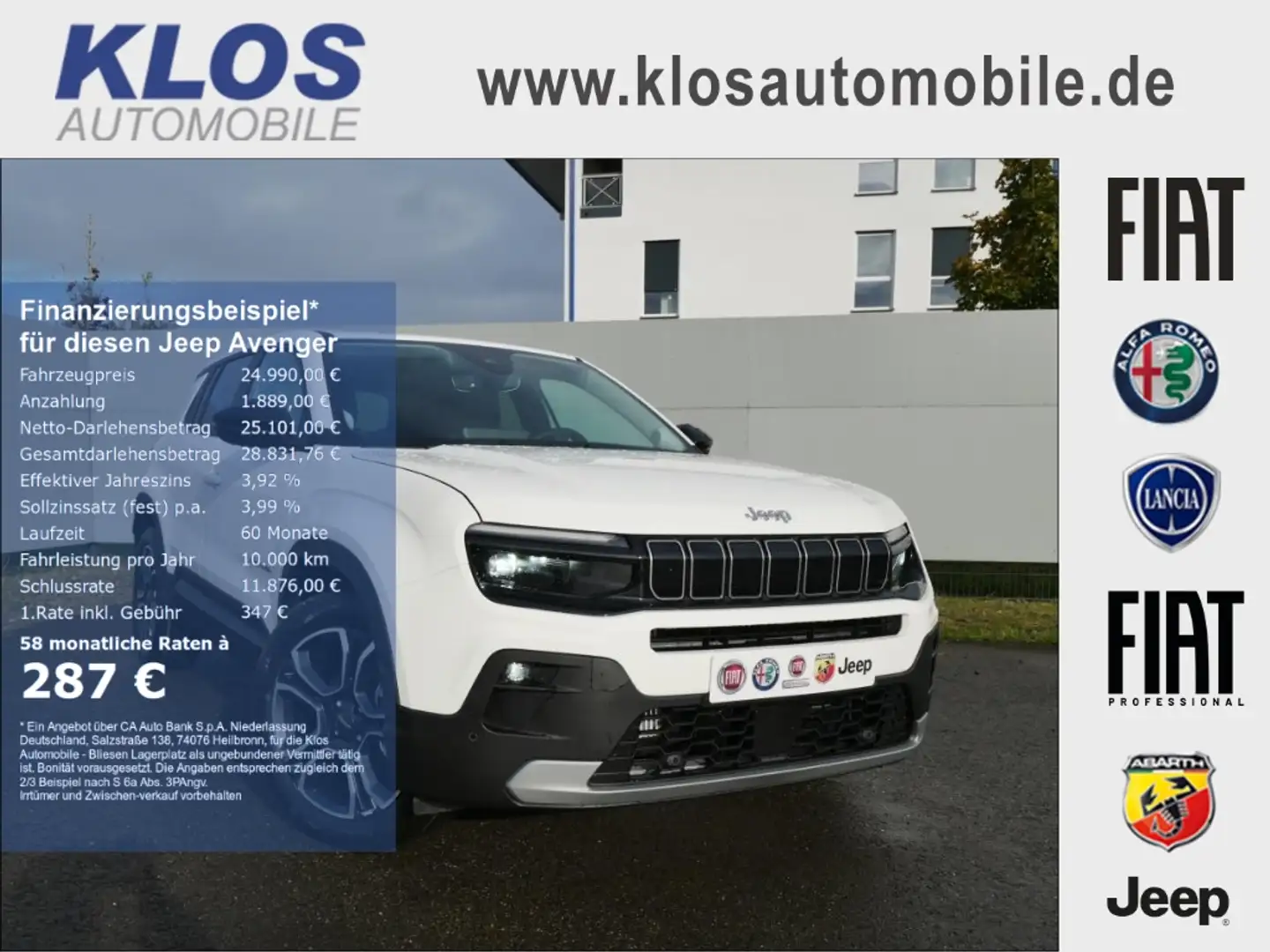 Jeep Avenger SUMMIT 1.2 T3 100 PS LED WINTER APPLE CARPLAY Білий - 1