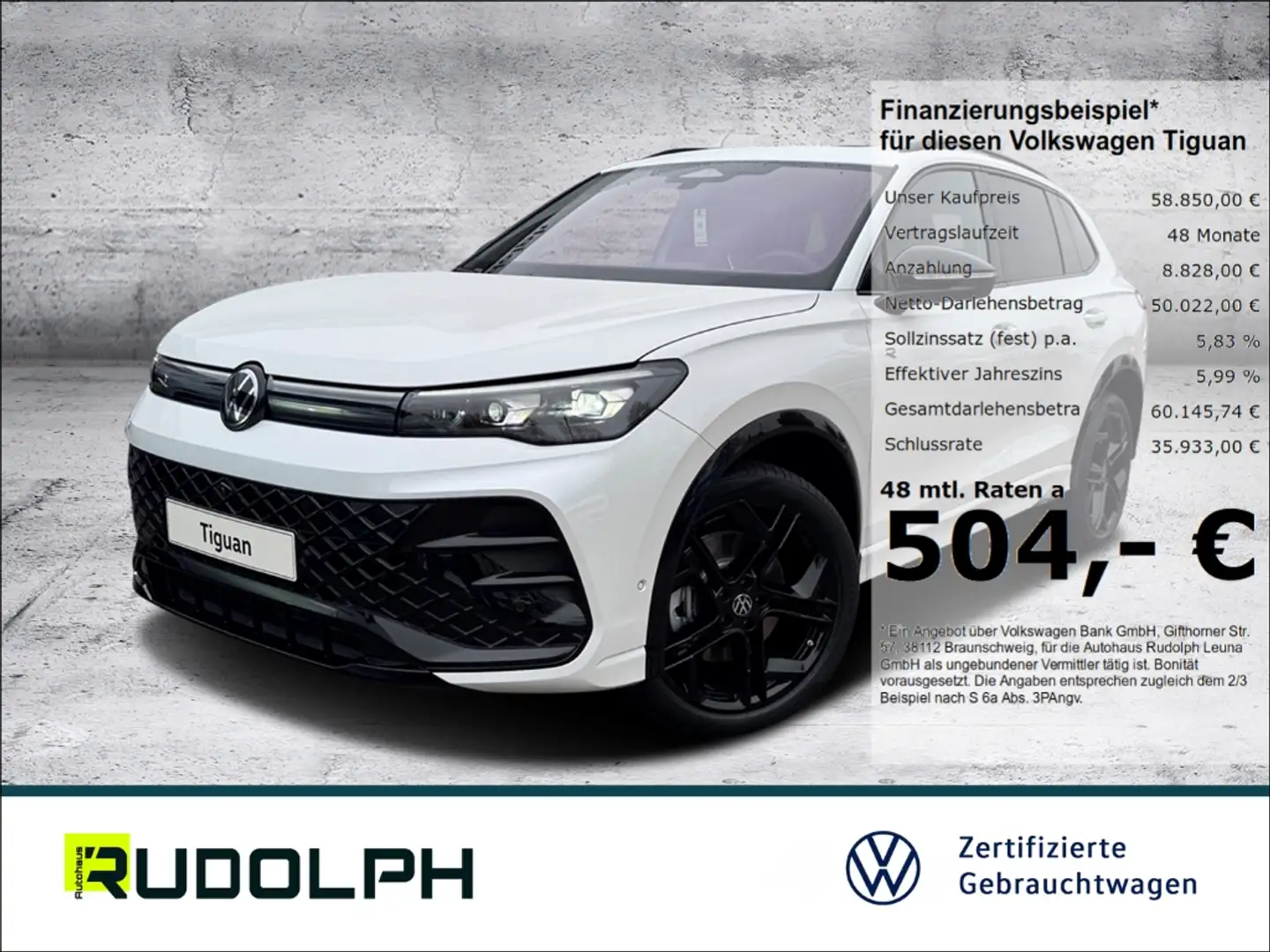 Volkswagen Tiguan R-Line 2.0 TDI 4Motion DSG HUD LED BT StandHZG Har Weiß - 1