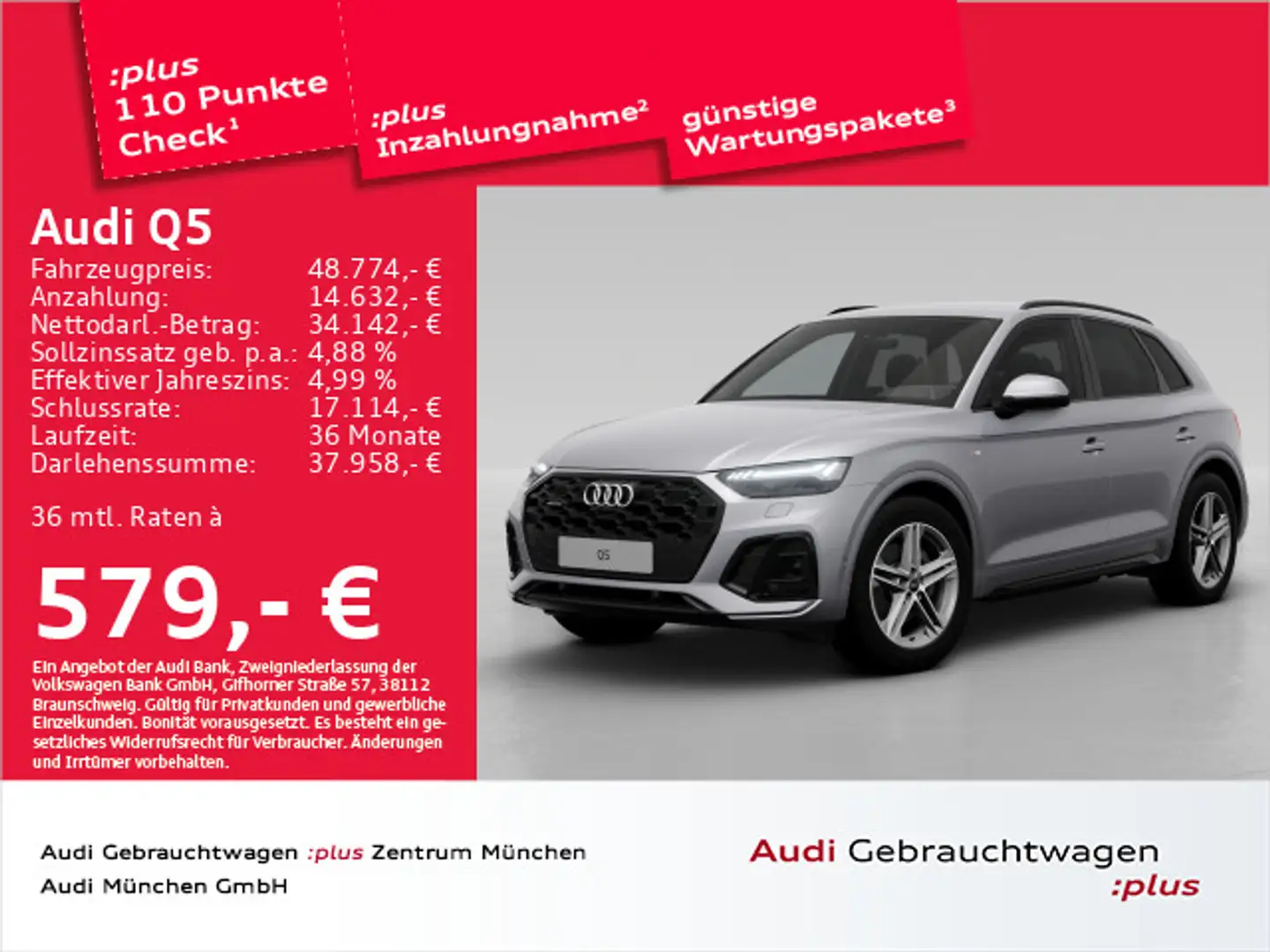 Audi Q5 45 TFSI qu. S tronic Virtual+/Matrix/ACC/Navi Silber - 1