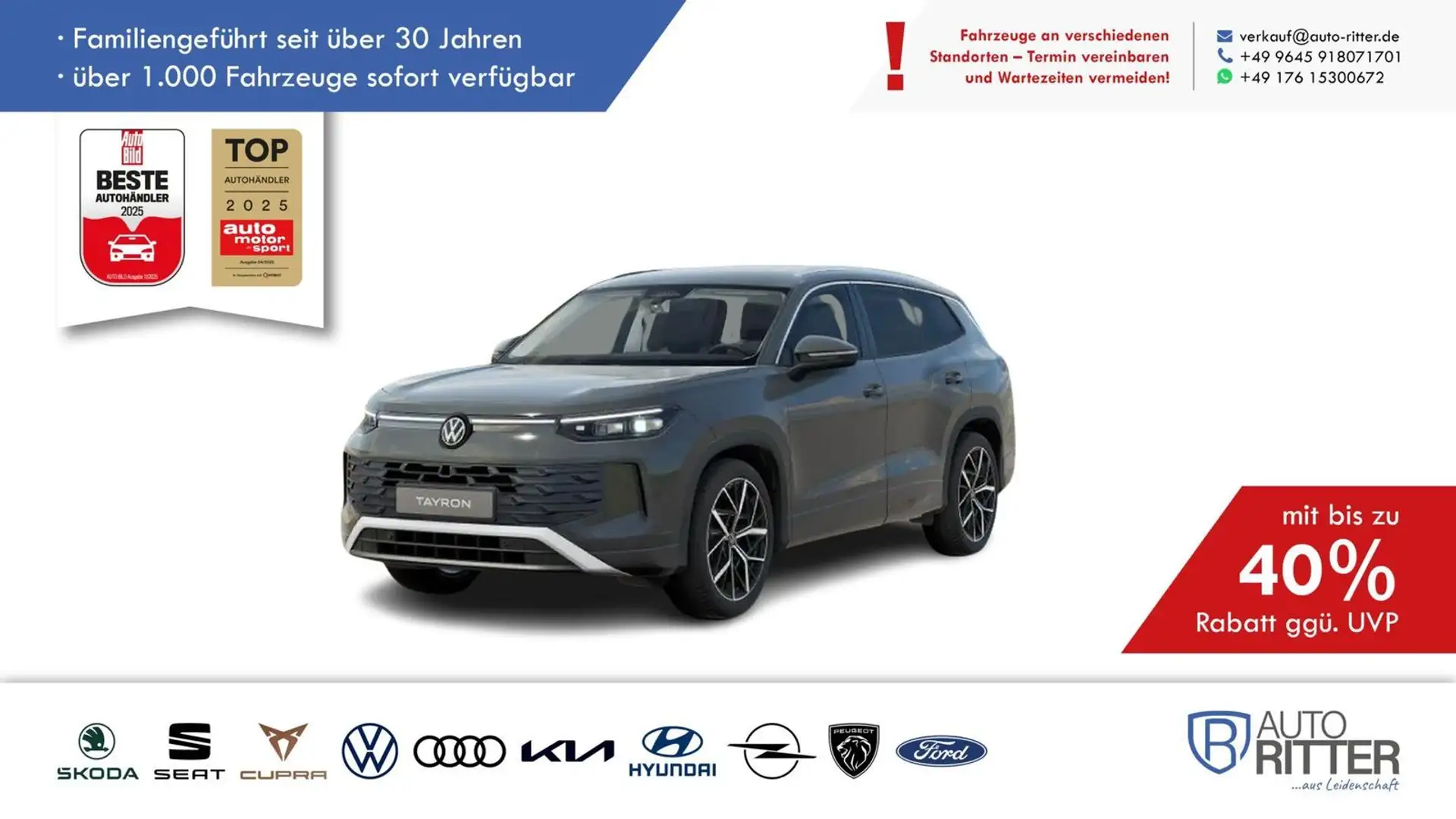 Volkswagen Tayron Life ACC|AHK|RFK|LED|Carplay|Klima|PDC... Gris - 1