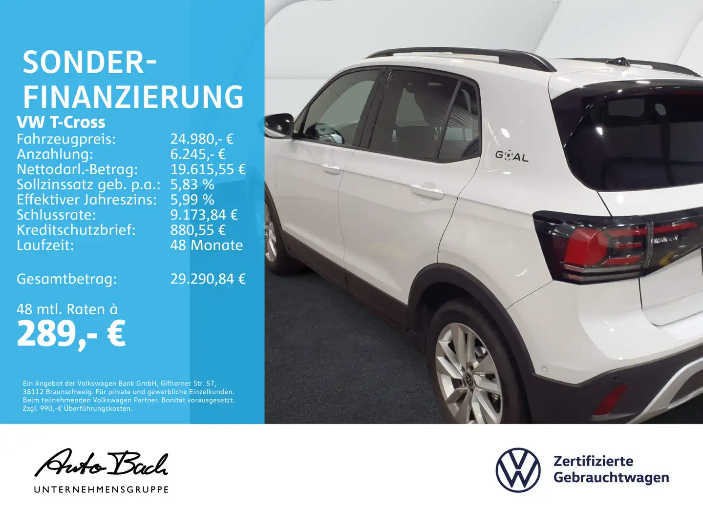 Volkswagen T-Cross Life 1.0 TSI DSG Navi LED ACC EPH AHK Weiß - 2