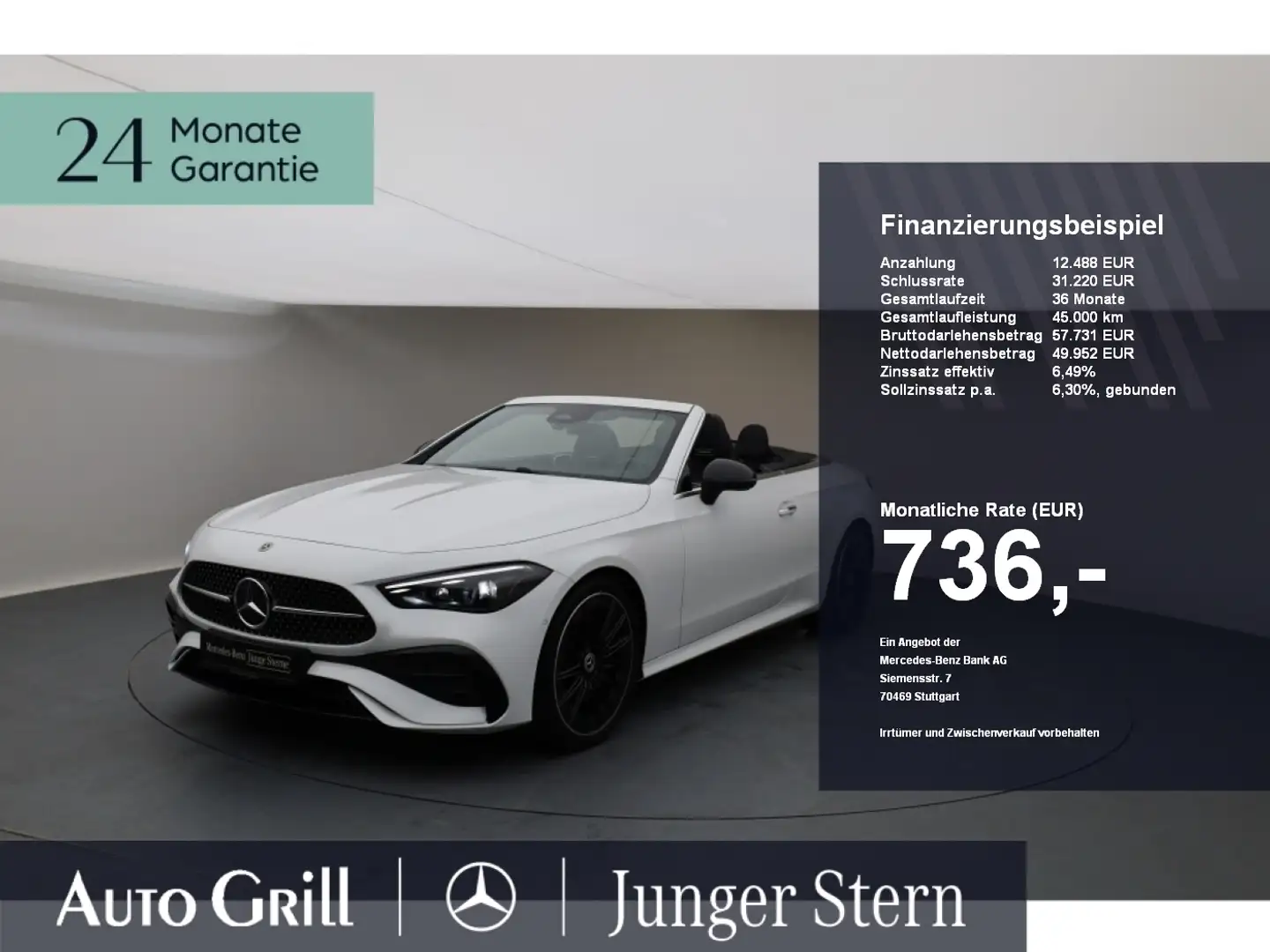 Mercedes-Benz CLE 300 4M Cabrio AMG Night Burm Sitzlüftung HuD Weiß - 1