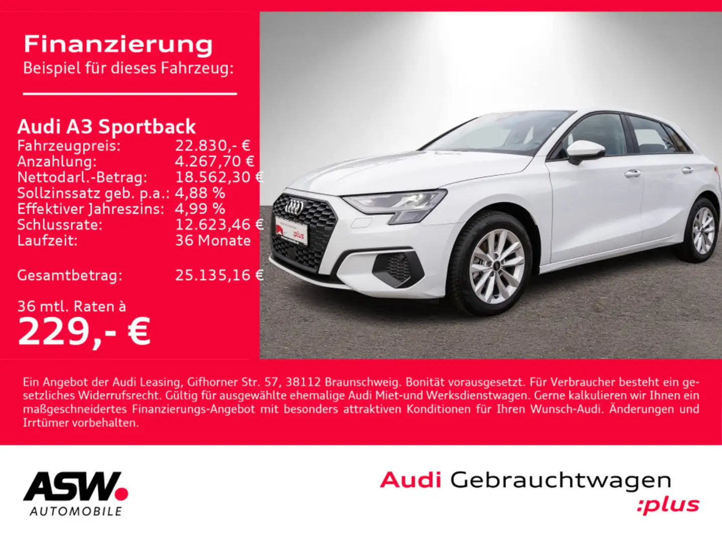Audi A3 30TFSI NAVI LED SHZ PDC GRA VC Weiß - 1