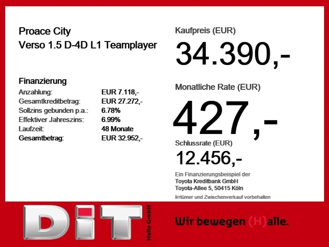 Toyota Proace City Verso 1.5 D-4D L1 Teamplayer Navi 3