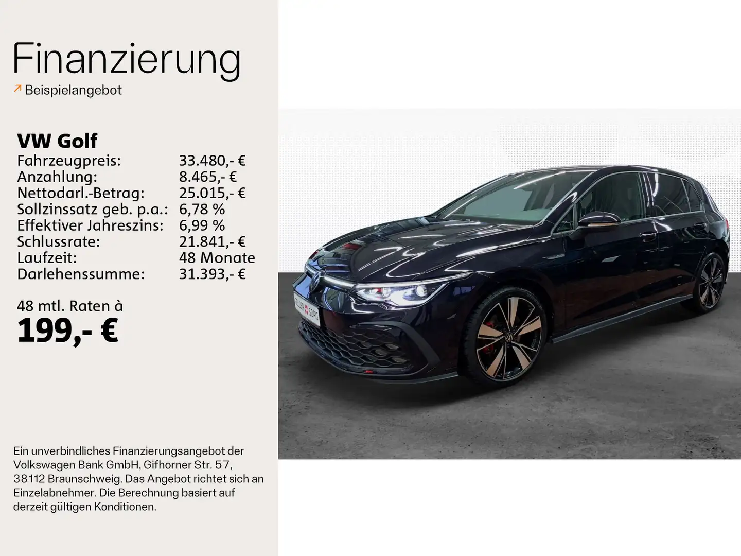 Volkswagen Golf GTD 2.0 TDI DSG Business|Matrix|RFK|ACC|Nav Schwarz - 2