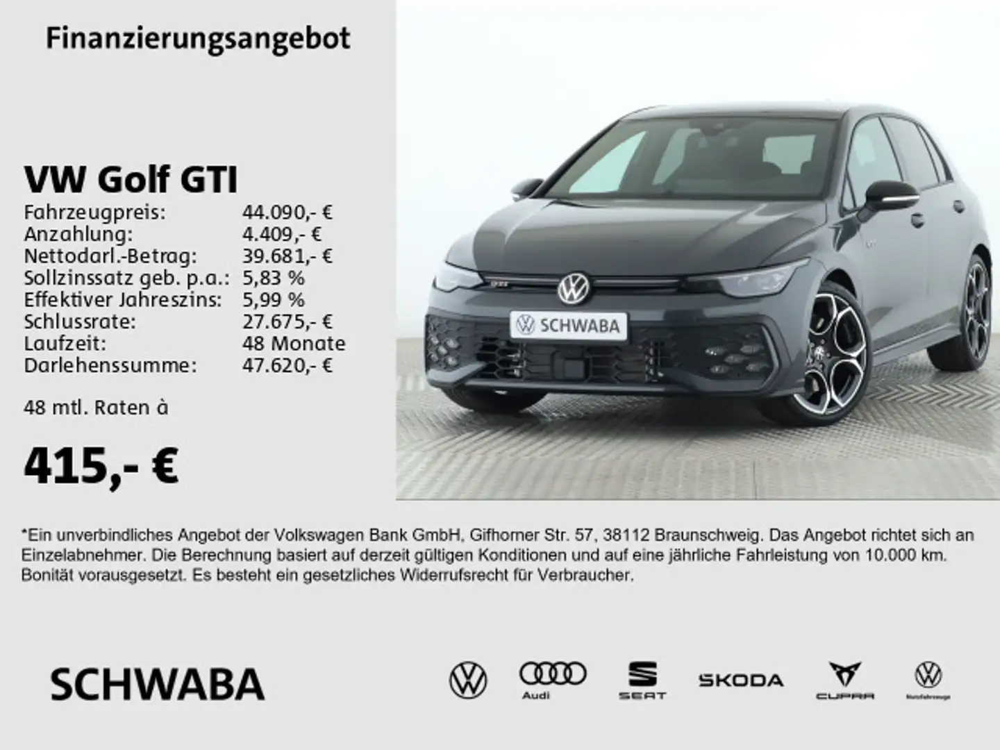 Volkswagen Golf GTI 2,0 l TSI DSG *PANO*AHK*MATRIX*NAVI*19" Grau - 1