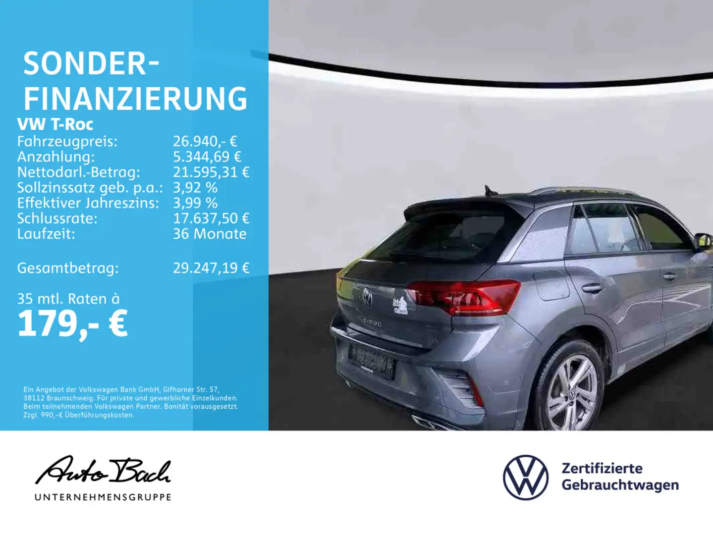 Volkswagen T-Roc 1.5TSI R-Line DSG Navi LED ACC CarPlay AHK Gris - 2