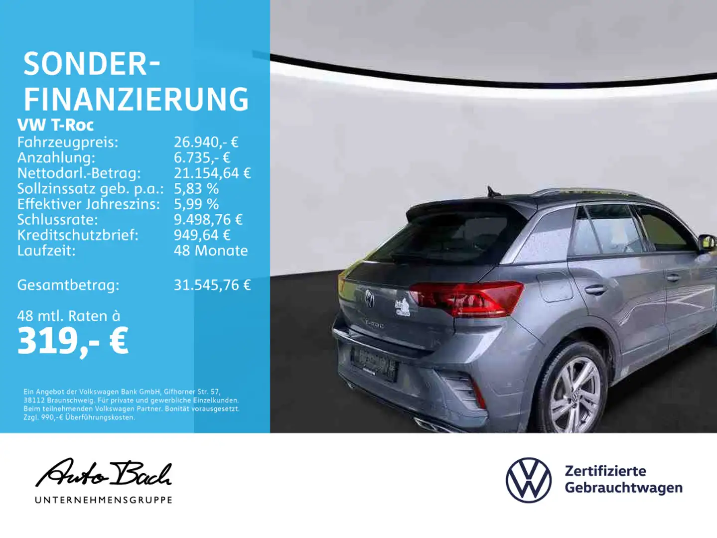 Volkswagen T-Roc 1.5TSI R-Line DSG Navi LED ACC CarPlay AHK Grau - 2