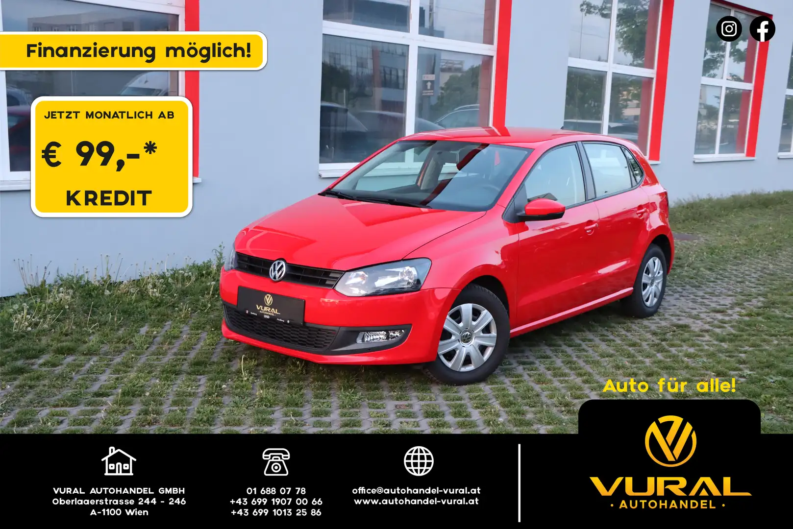 Volkswagen Polo 1.2 Cool | NUR 38.000KM | 1.BESITZER |Mntl. 99€ Rouge - 1