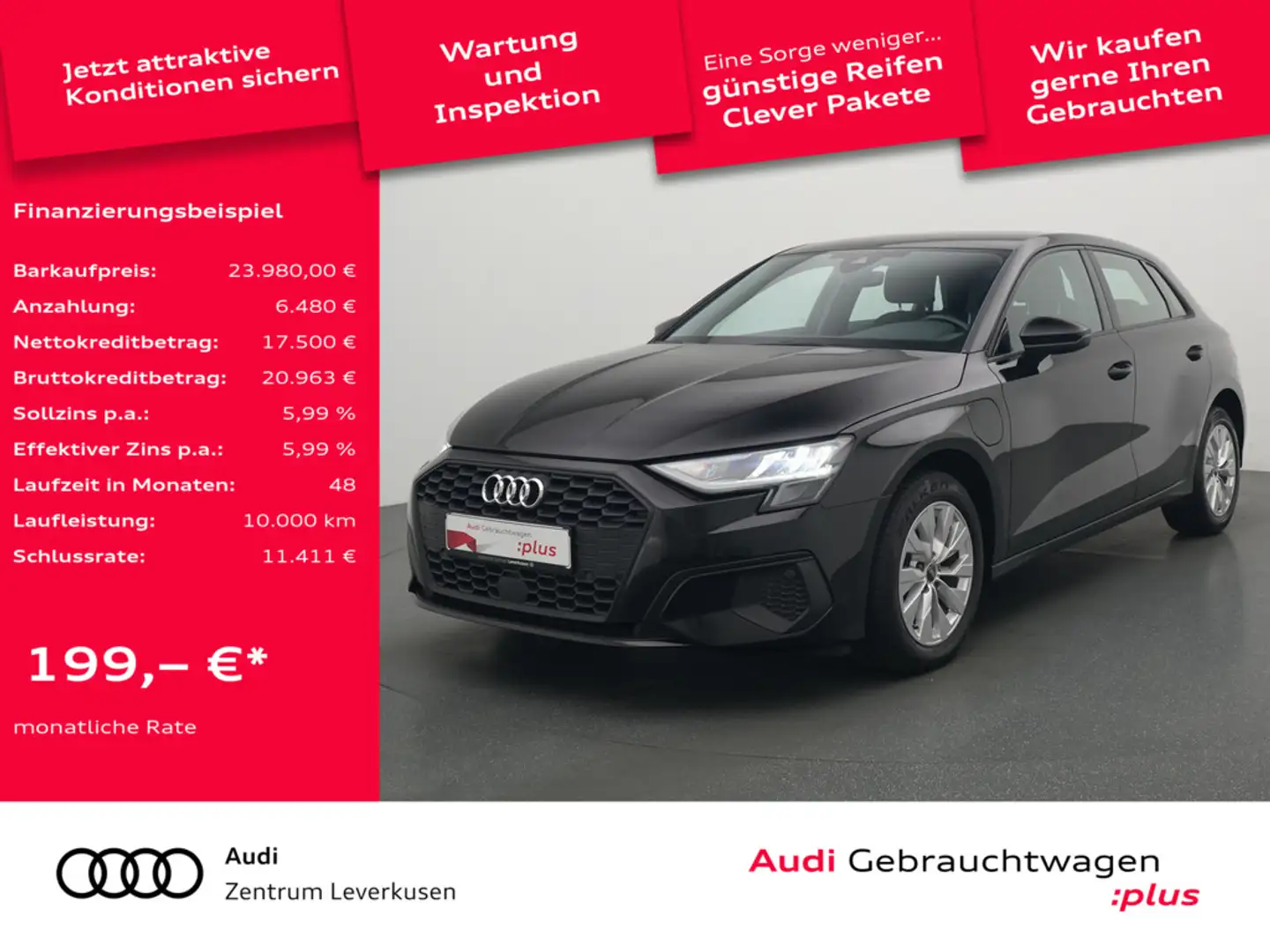 Audi A3 Sportback VIRT LED PDC KLIMA ACC Schwarz - 1