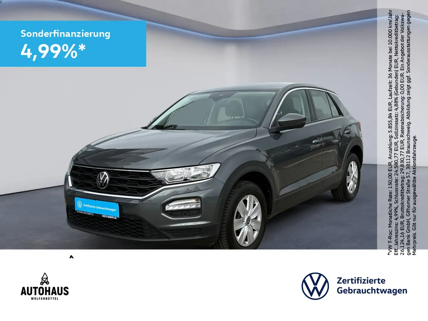 Volkswagen T-Roc Basis 1.0 TSI KLIMA PDC SHZ Gri - 1