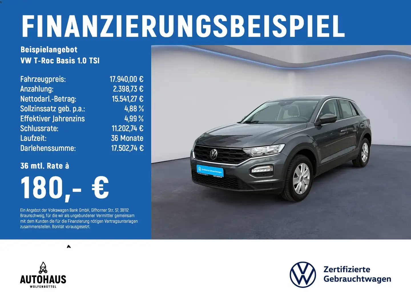 Volkswagen T-Roc Basis 1.0 TSI KLIMA PDC SHZ Gri - 2