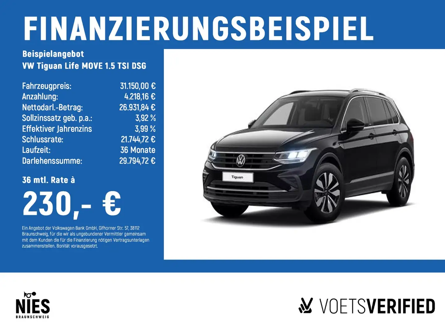 Volkswagen Tiguan Life MOVE 1.5 TSI DSG NAVI+RearView+AppConnect Schwarz - 2