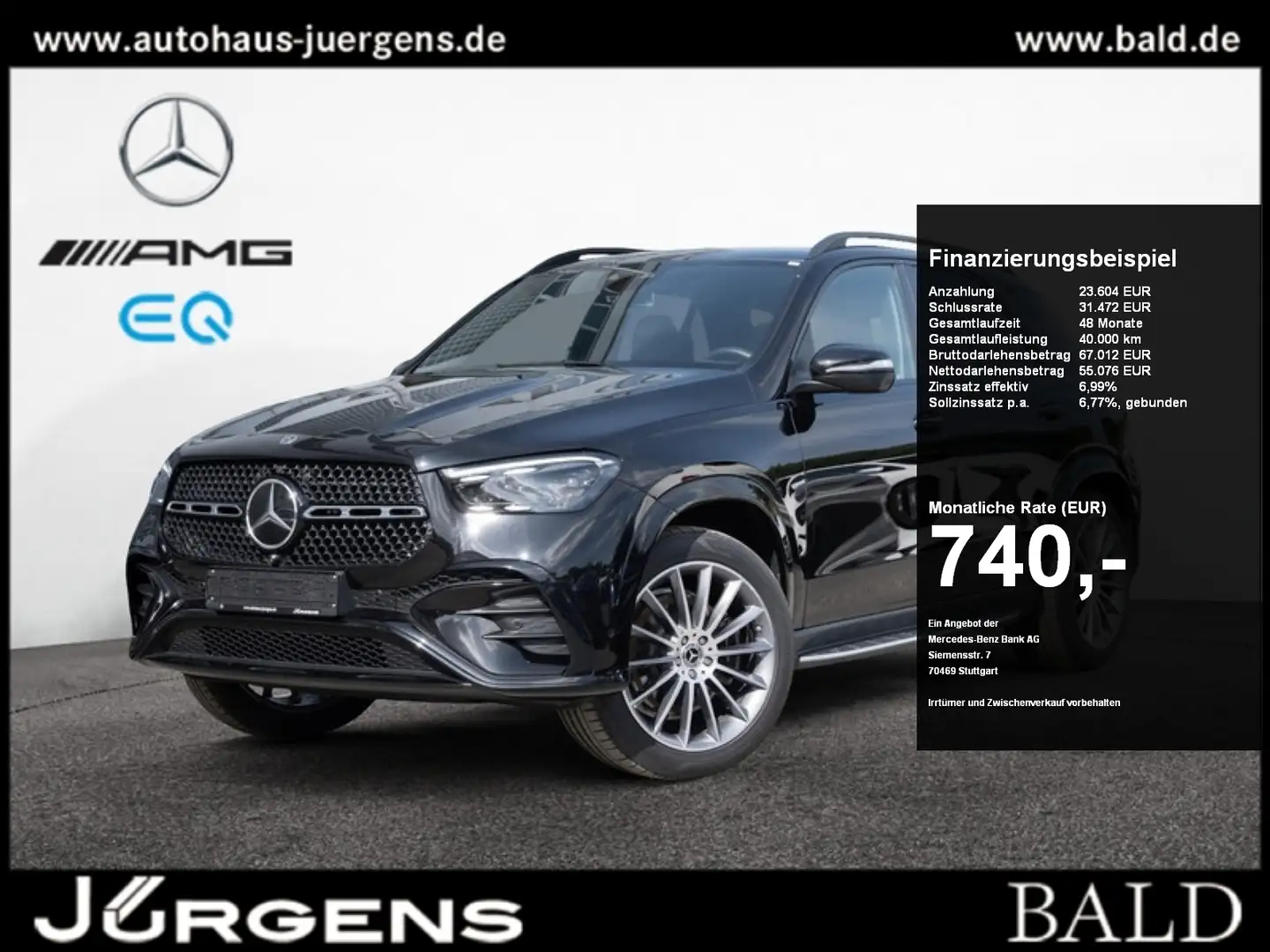 Mercedes-Benz GLE 300 d 4M AMG-Sport/Pano/HUD/Distr/Night/21' Schwarz - 1
