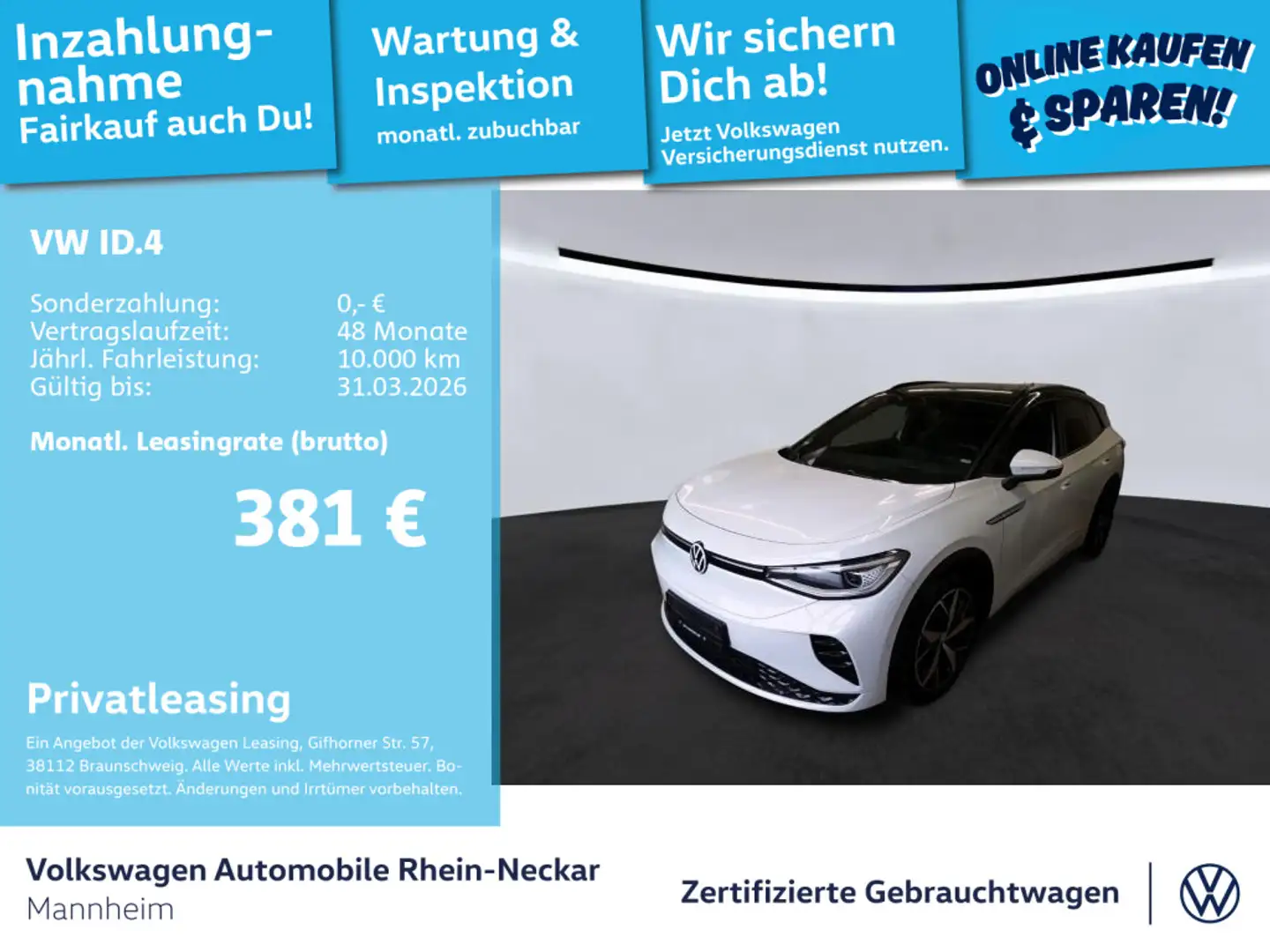 Volkswagen ID.4 Pro 220kW GTX Navi Kamera LED uvm Weiß - 1