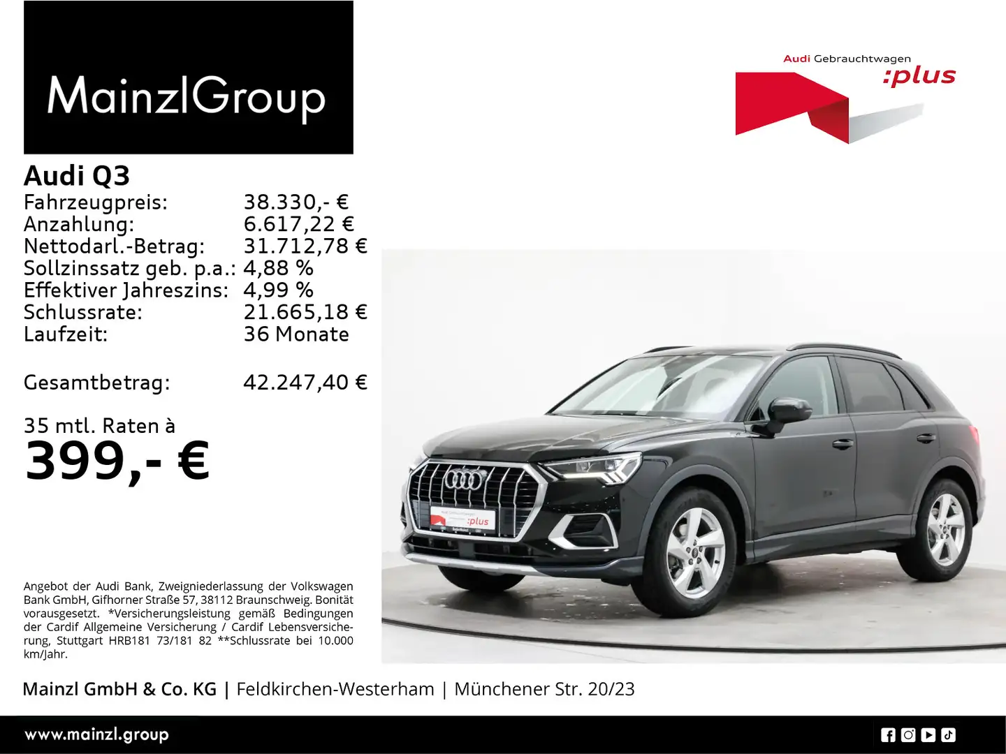 Audi Q3 35 TFSI S tronic AHK Navi SHZ Virtual ACC Schwarz - 1