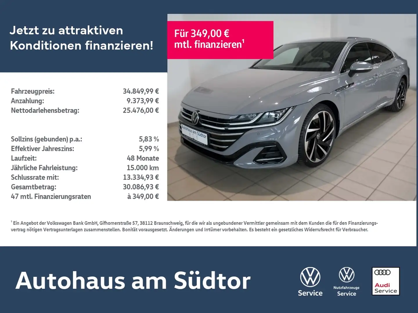 Volkswagen Arteon R-Line 2.0 TDI DSG | LED RFK ACC Navi Gris - 1