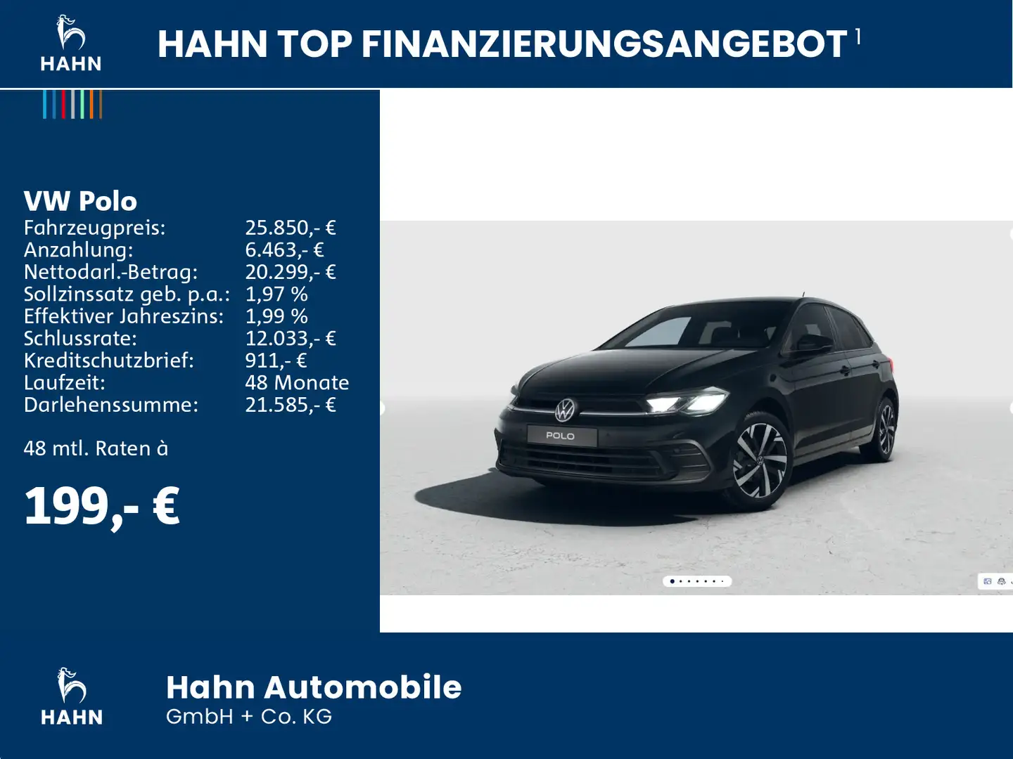Volkswagen Polo GOAL 1,0TSI 70 kW DSG NAVI PARK SIDEASS. Schwarz - 2