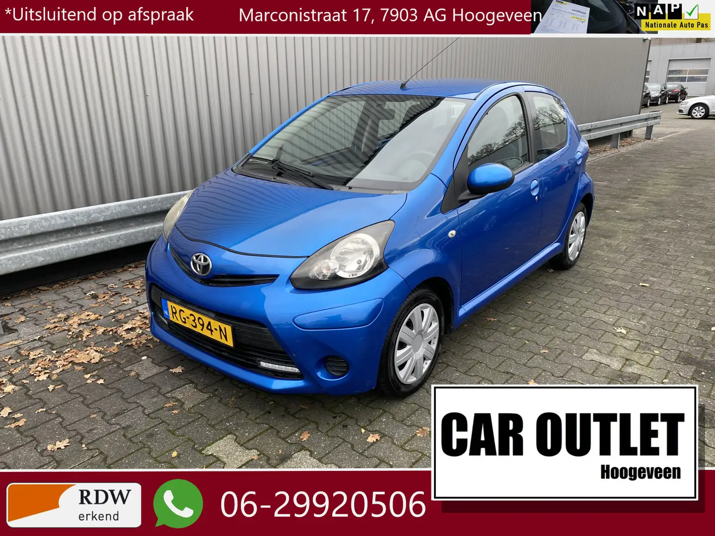 Toyota Aygo 1.0 VVT-i Access 110Dkm, 5-Drs, A/C, Elec.ramen, C Blauw - 1