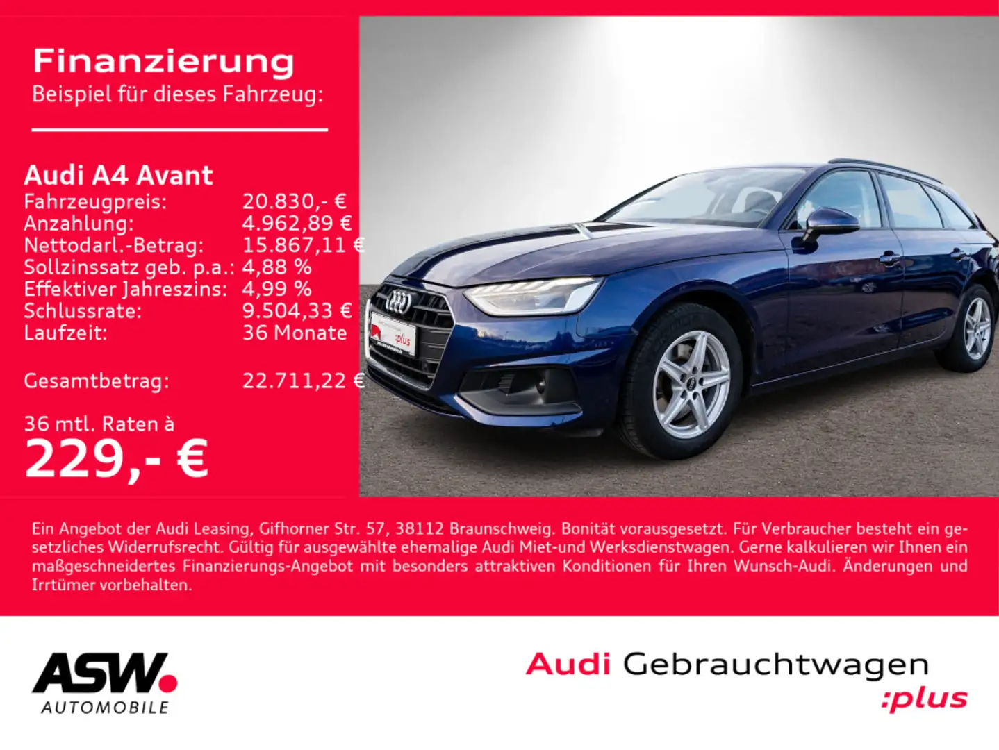 Audi A4 35 TDI Stronic LED Navi PDC PANO Stdhzg Bleu - 1