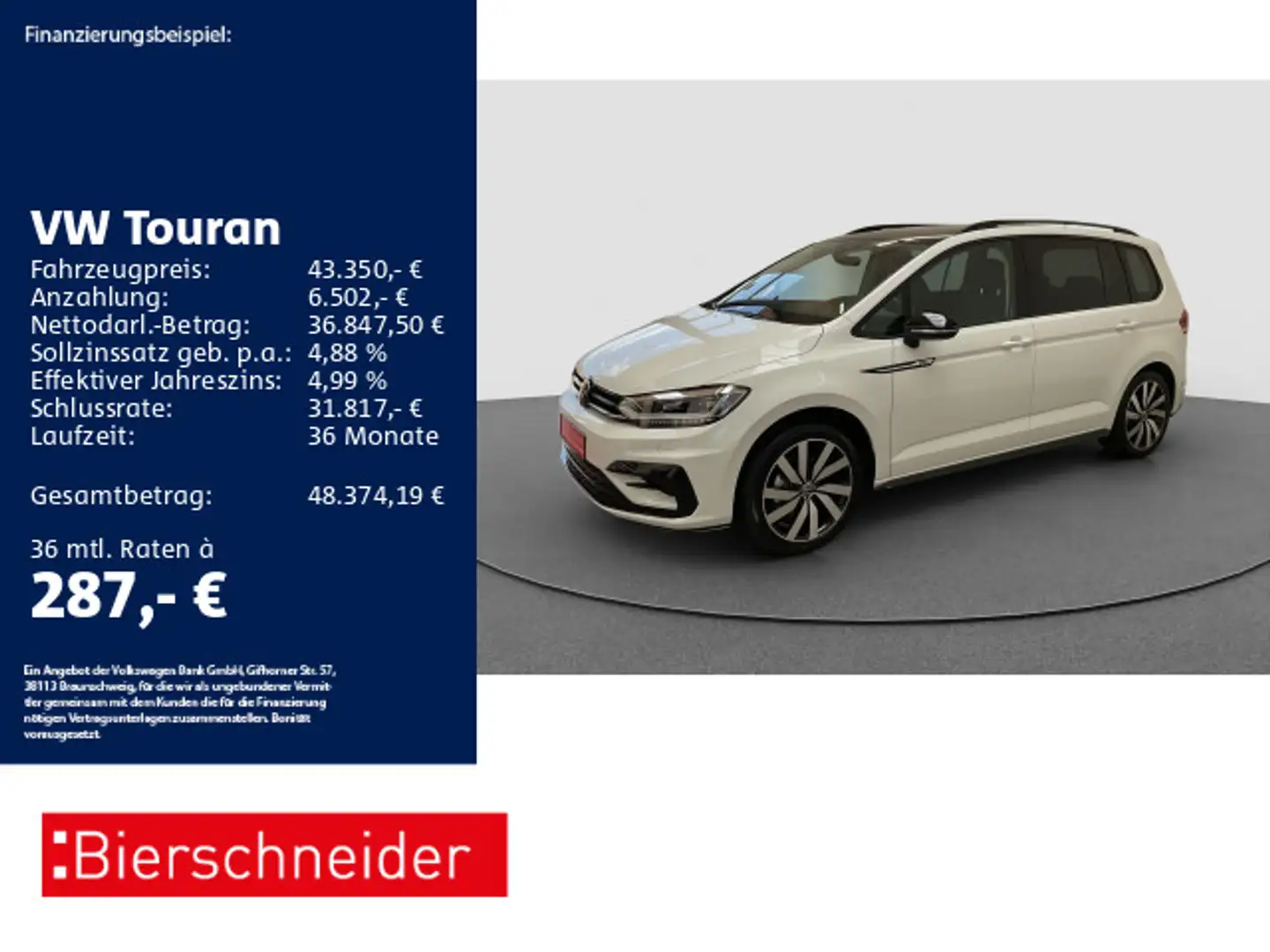 Volkswagen Touran 1.5 TSI DSG R-Line Black Style VOLL! 7-SI Weiß - 1