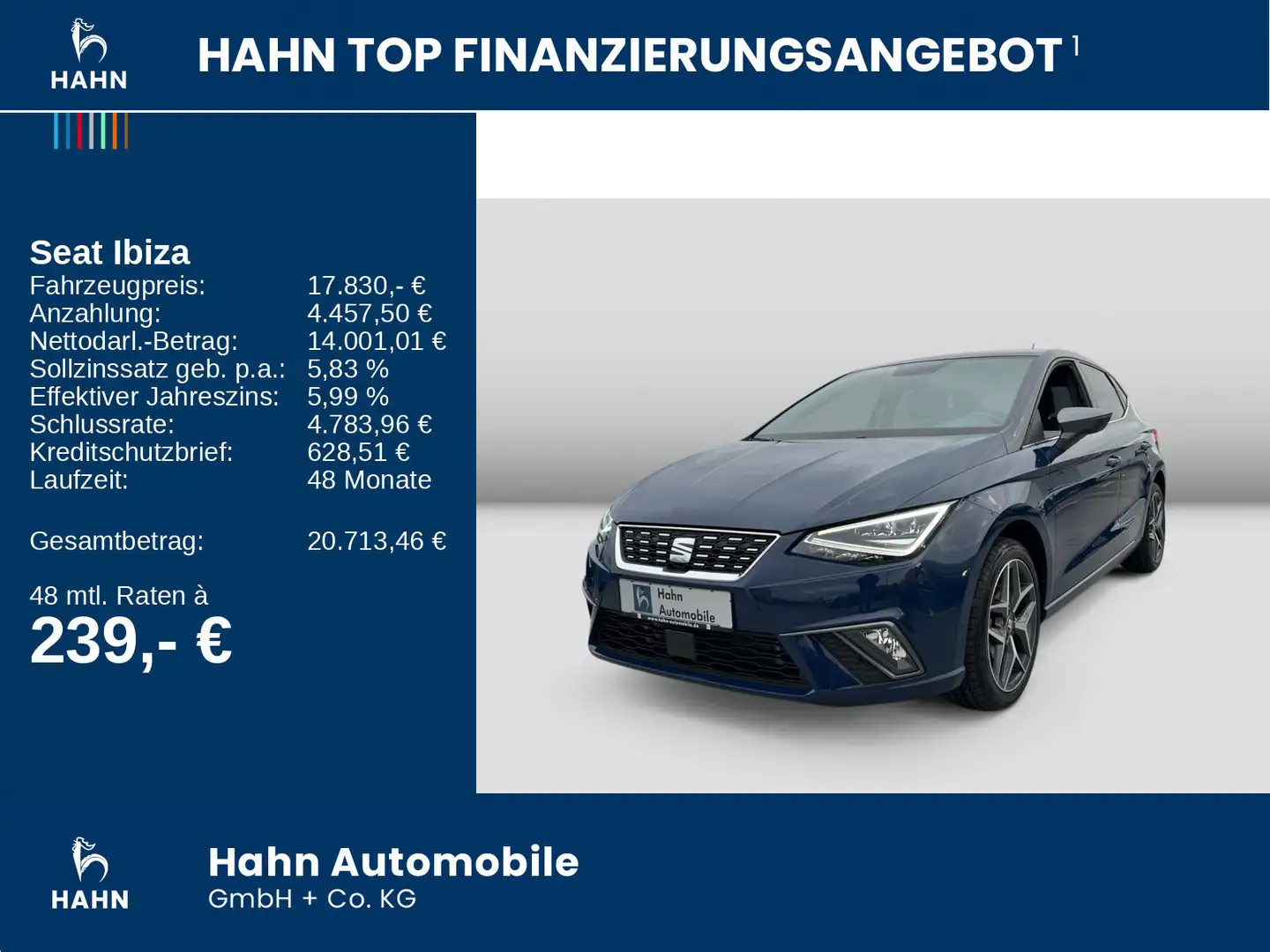 SEAT Ibiza 1.0TSI DSG XCellence ACC LED PDC LED Carpl Blau - 2