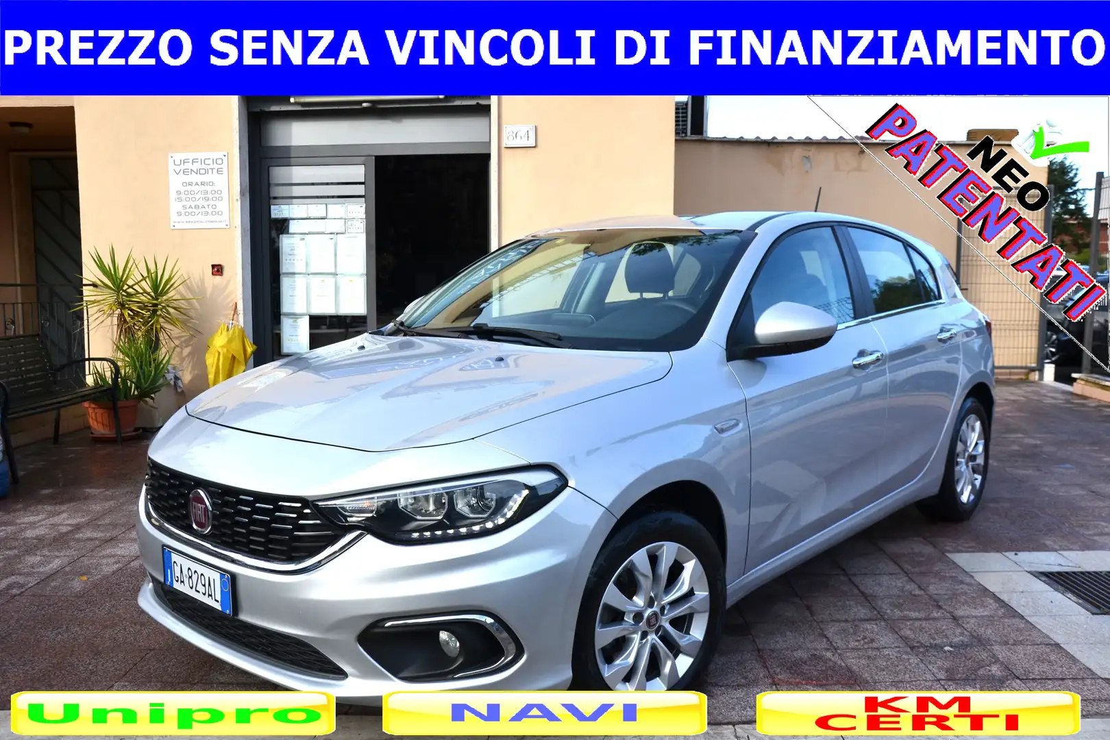 Fiat Tipo 1.3 MJT 95CV NAVI+PDC+CRUISE ADATT.+CERCHI+LED+TEL Argento - 2