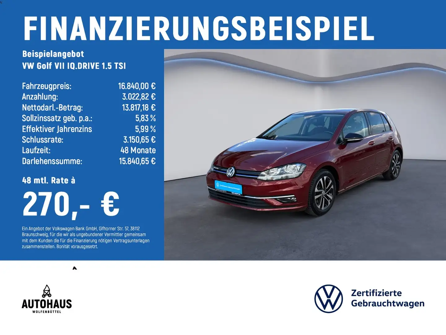 Volkswagen Golf VII IQ.DRIVE 1.5 TSI ACC APP KAMERA KEYLESS Rojo - 2