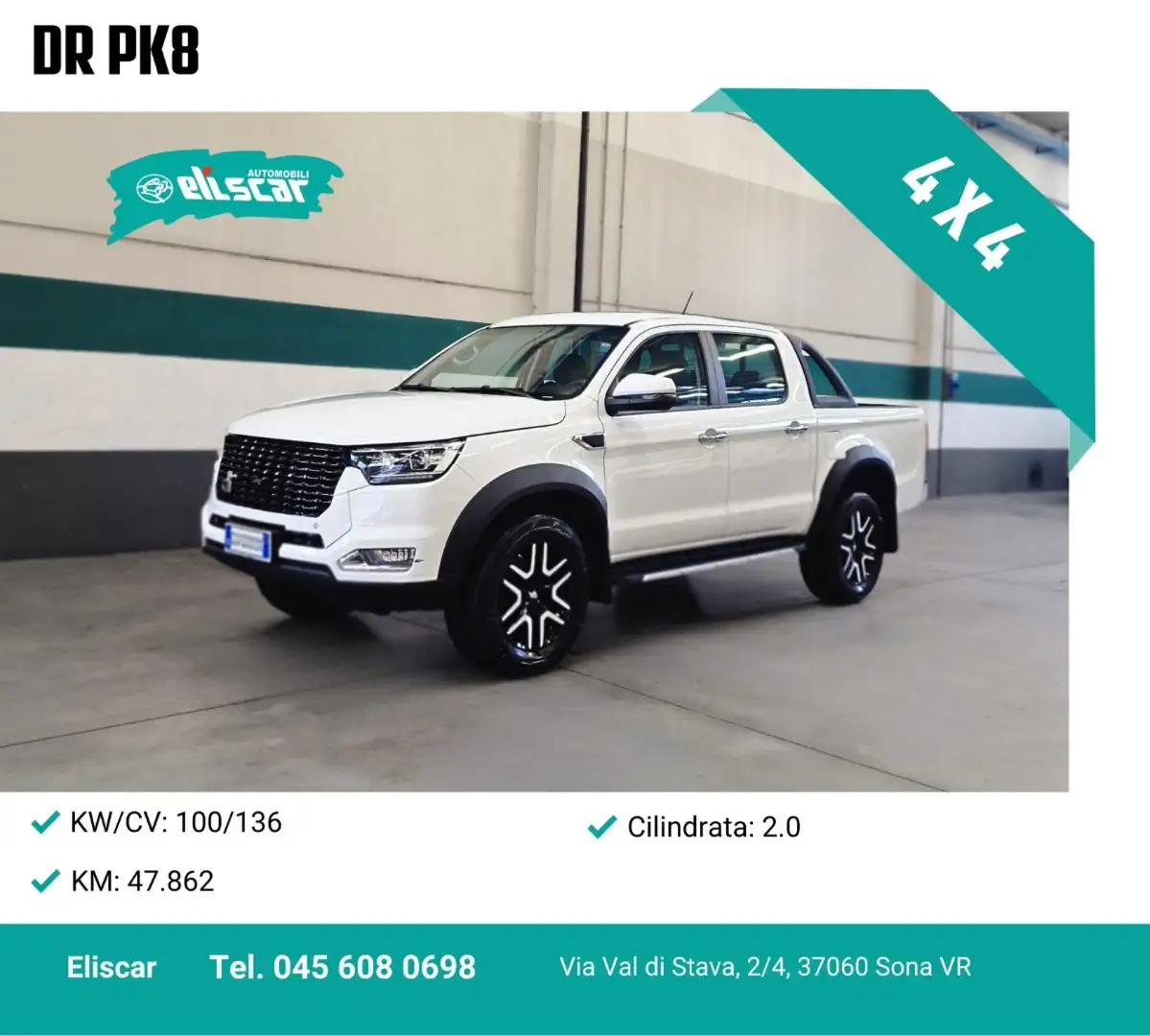 DR Automobiles PK8 2.0 Turbo Diesel Doppia Cabina 4x4 Blanc - 1
