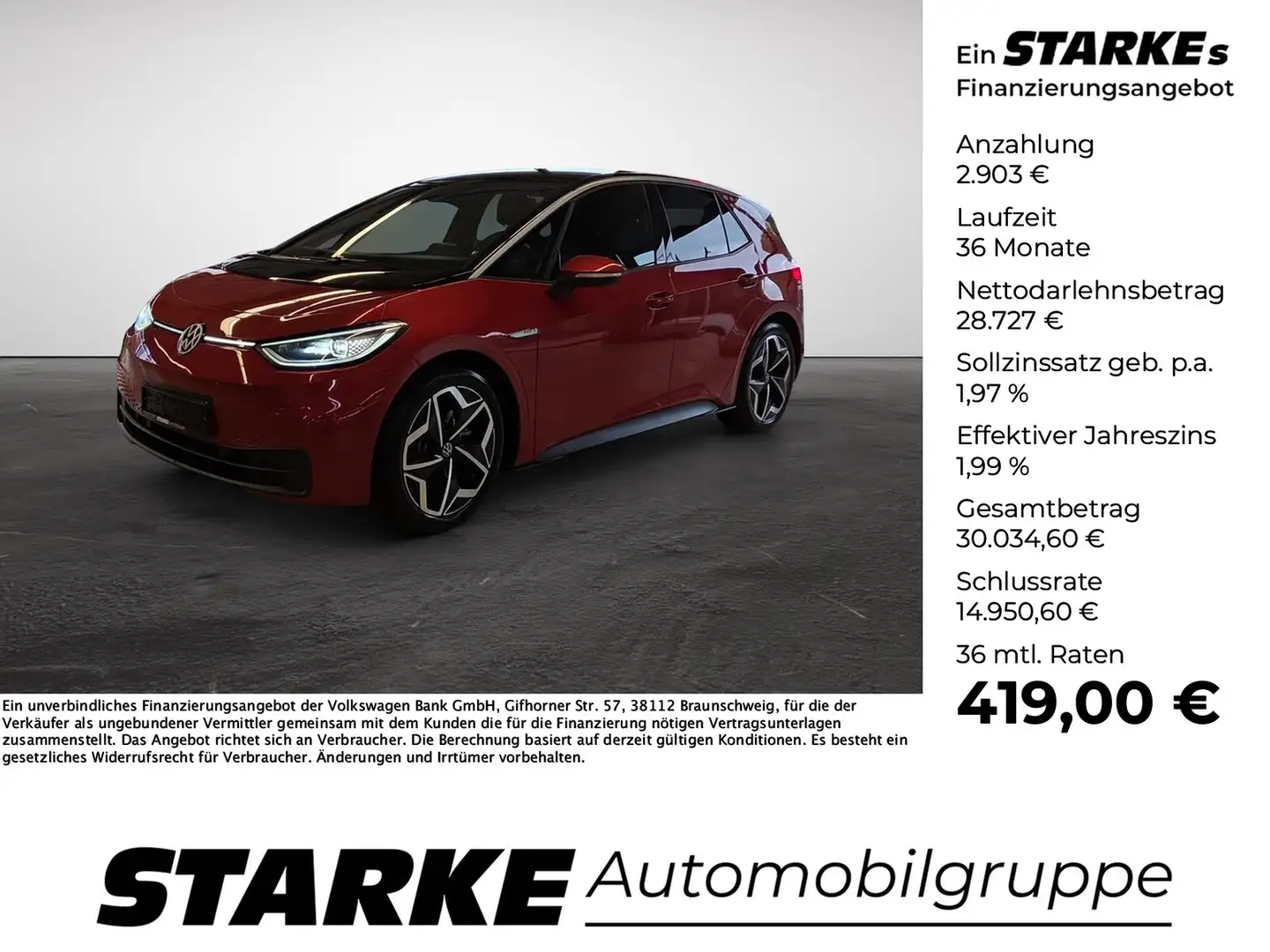 Volkswagen ID.3 Pro S LED-Matrix Navi Kamera ACC Rot - 1