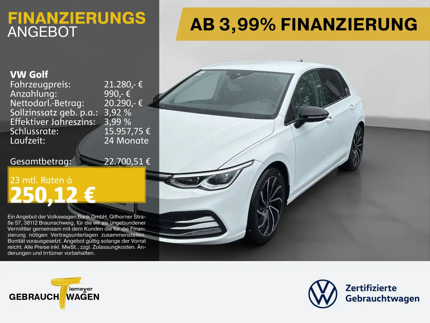 Volkswagen Golf 1.5 TSI ACTIVE AHK KAMERA ACC LED+ Weiß - 1